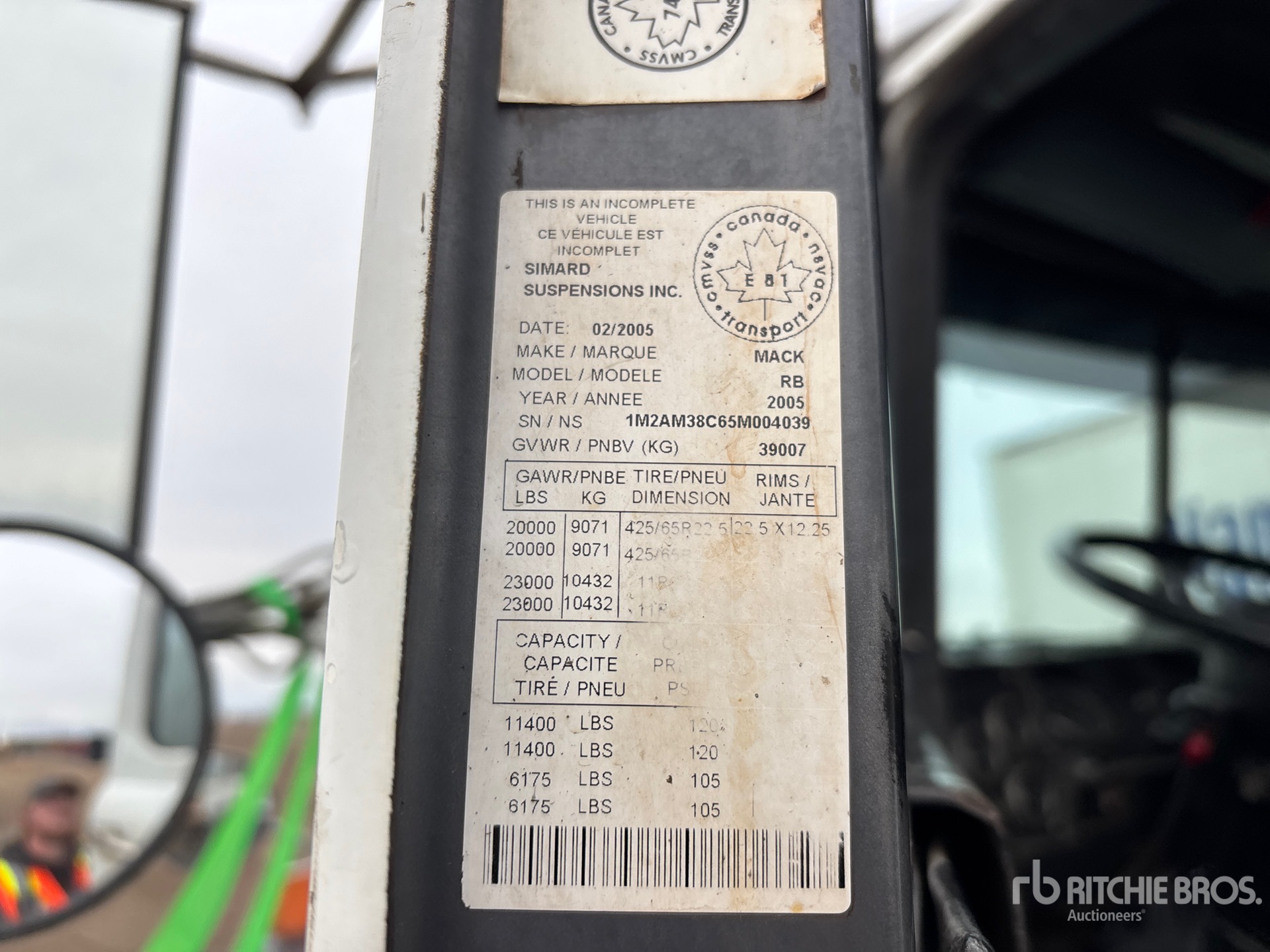 General Appearance with Serial Number / VIN