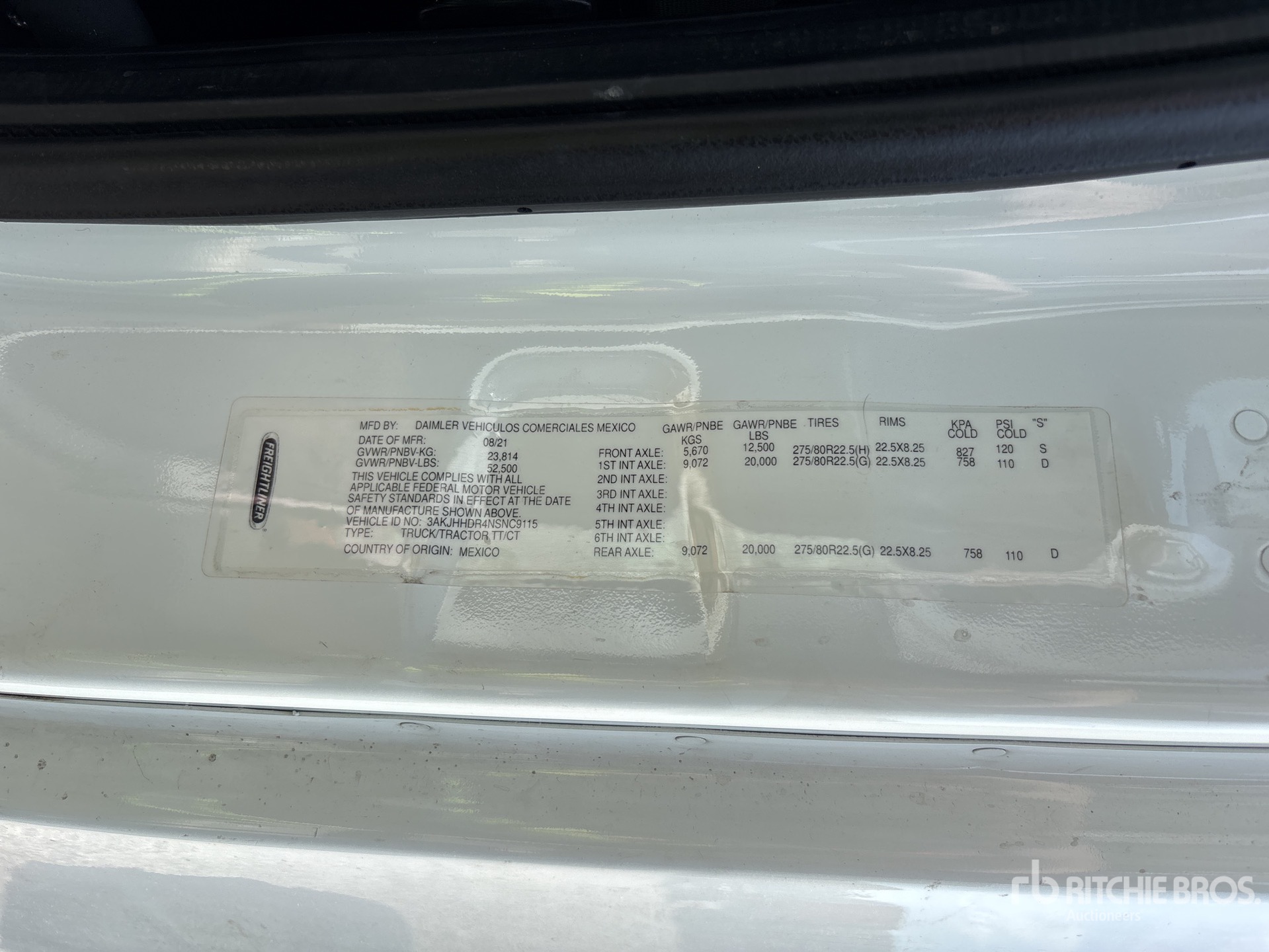 General Appearance with Serial Number / VIN