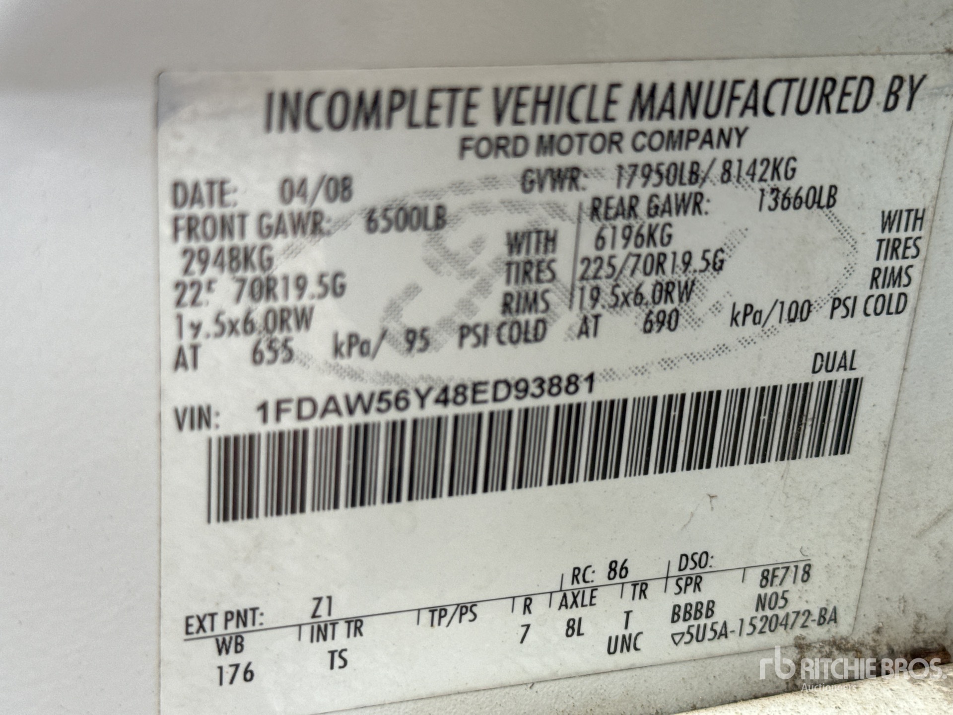 General Appearance with Serial Number / VIN