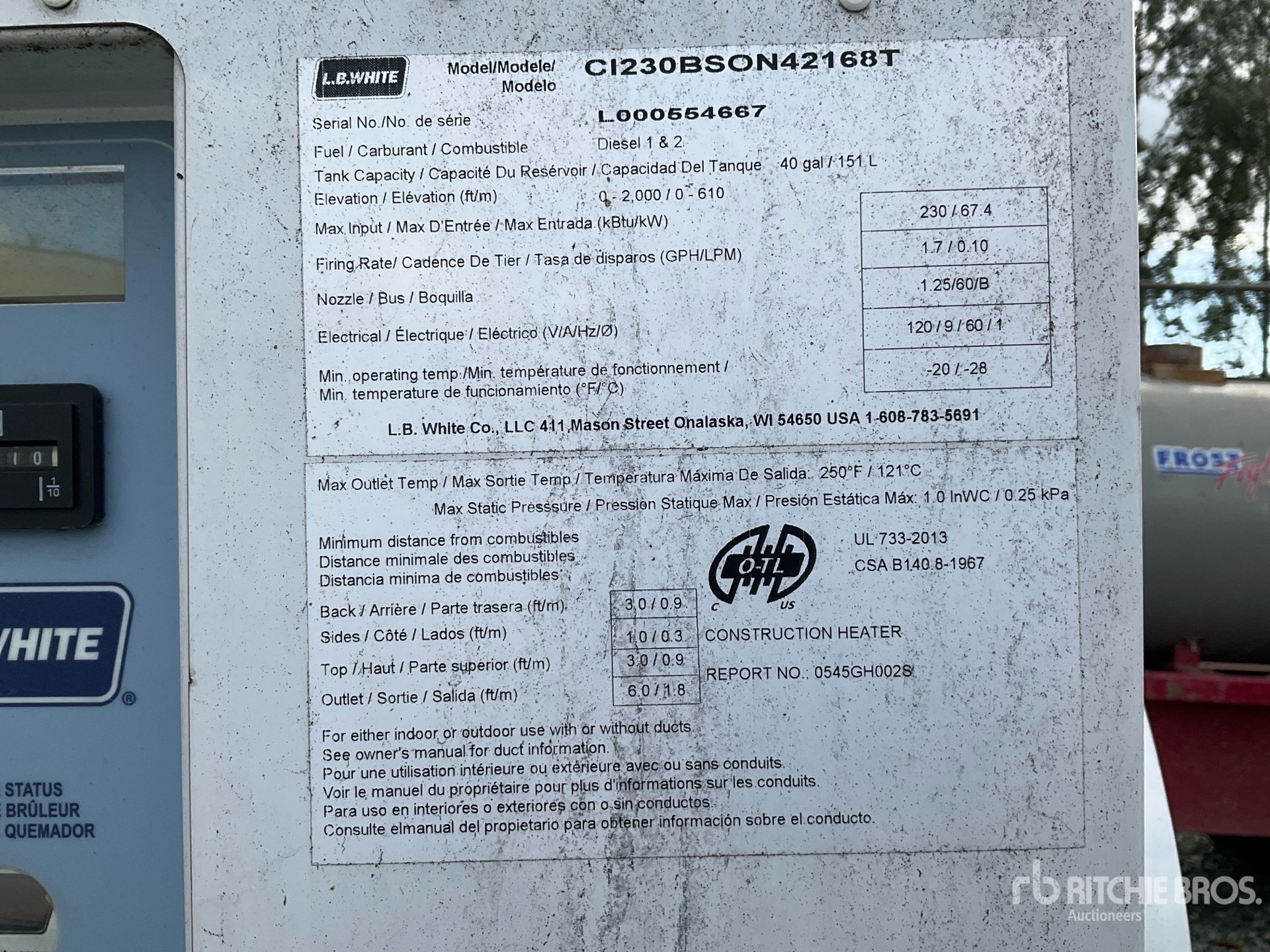 General Appearance with Unit Serial Number