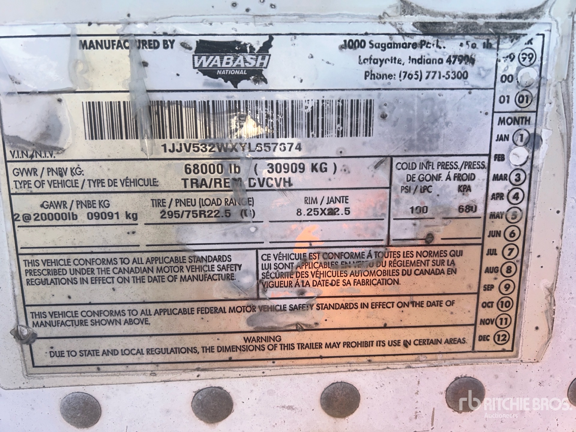 General Appearance with Serial Number / VIN