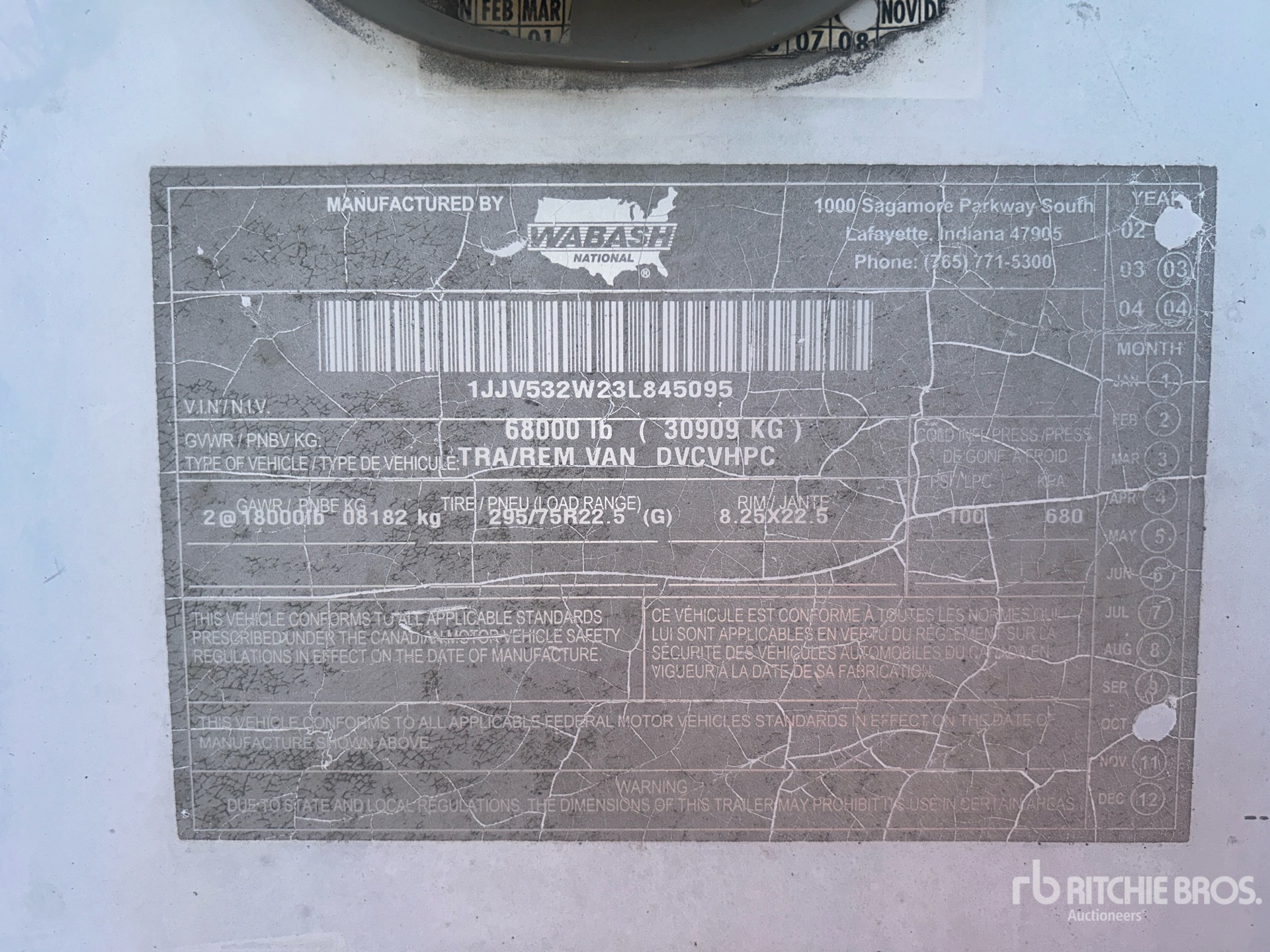 General Appearance with N.º de serie/VIN