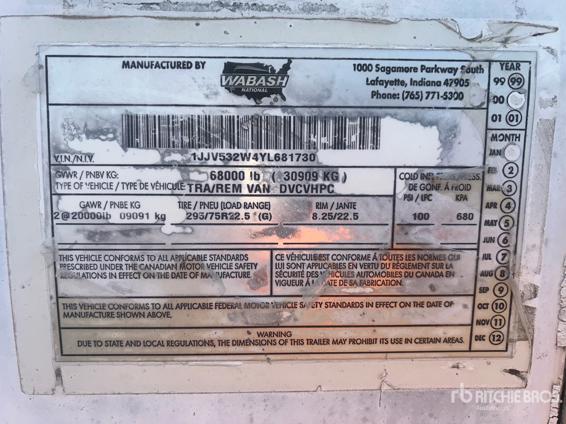 General Appearance with N.º de serie/VIN