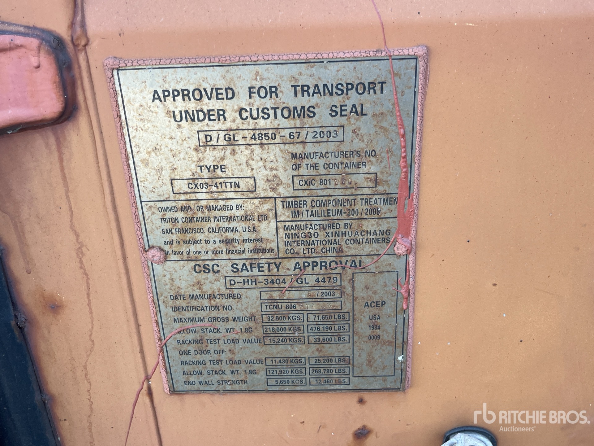 General Appearance with Serial Number / VIN