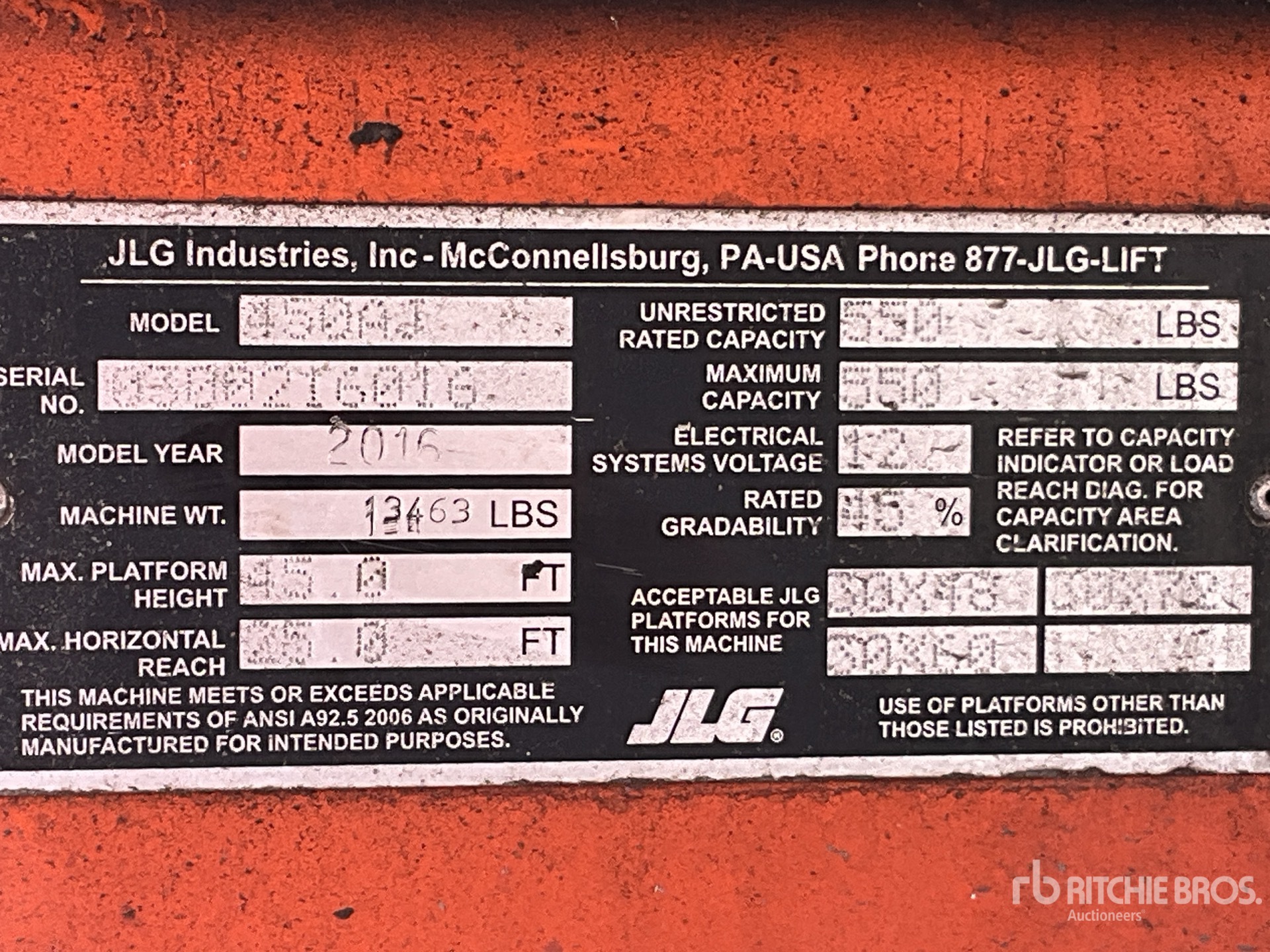 General Appearance with Serial Number / VIN
