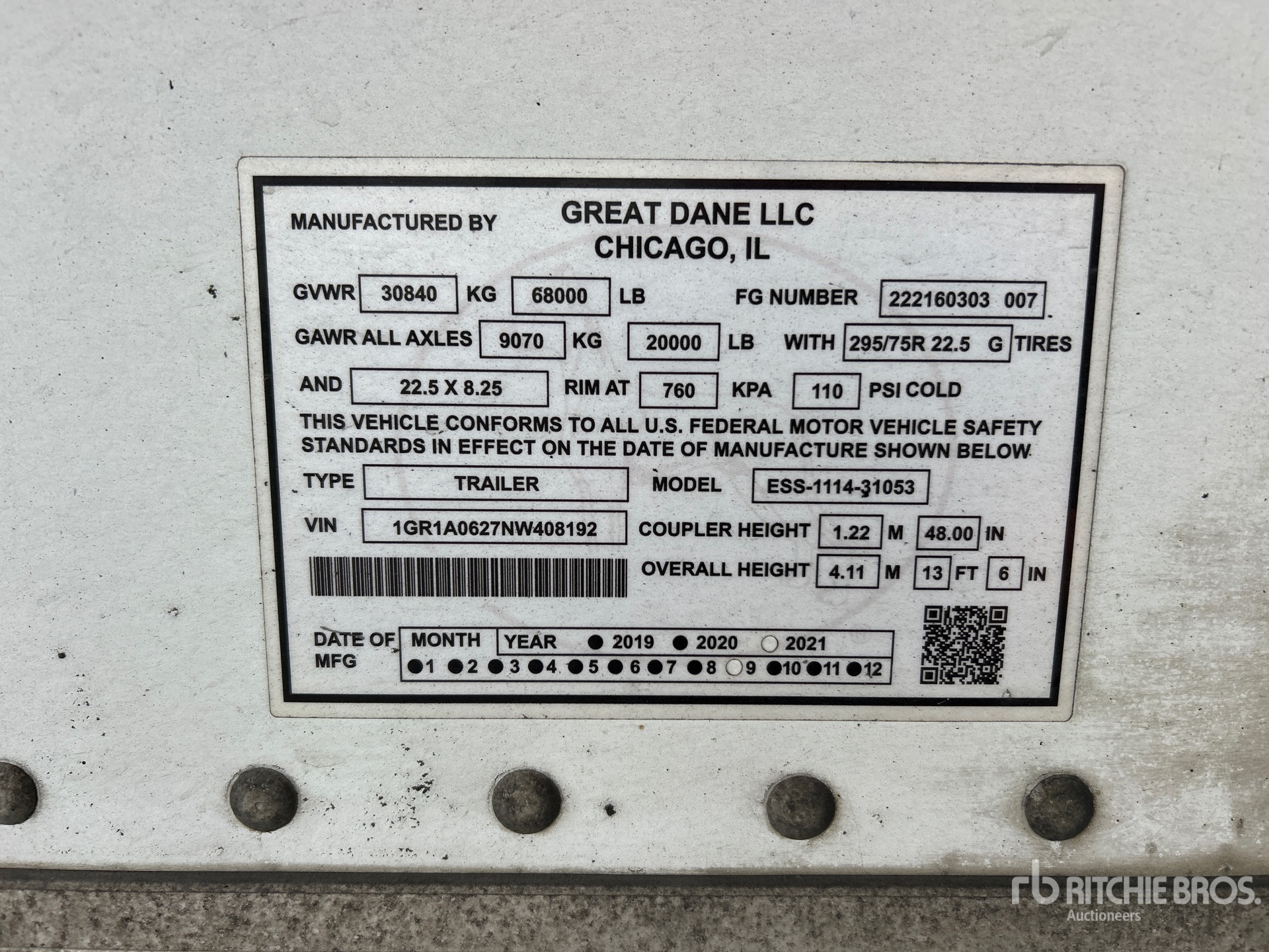 General Appearance with Serial Number / VIN