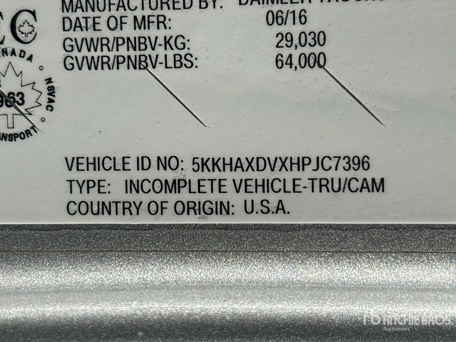 General Appearance with Serial Number / VIN