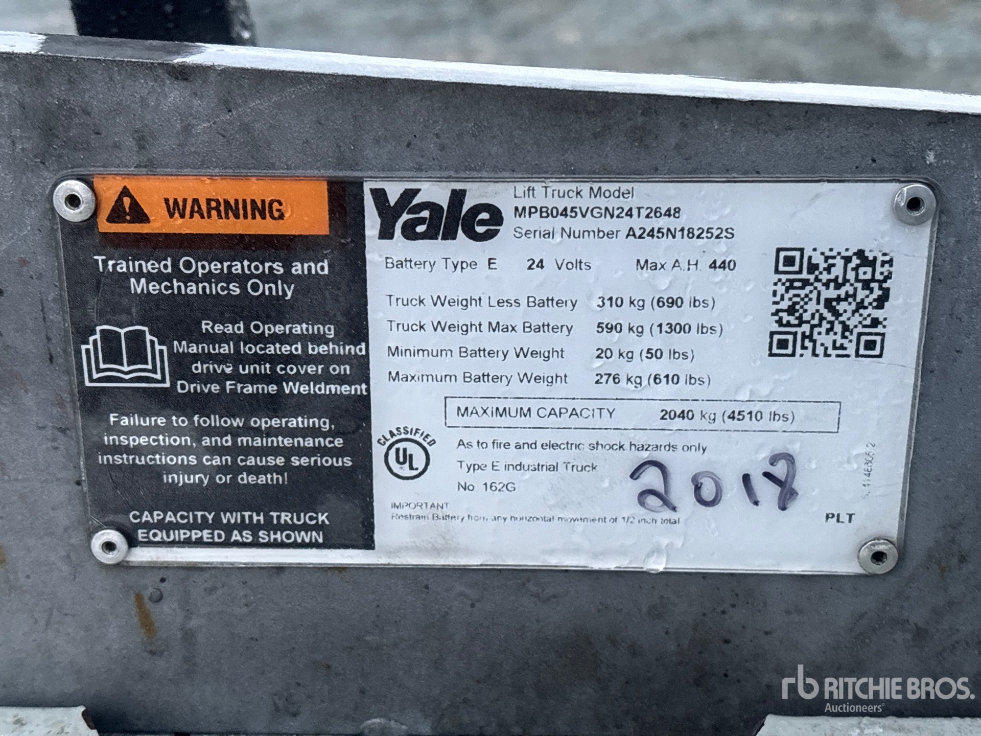 General Appearance with Serial Number / VIN