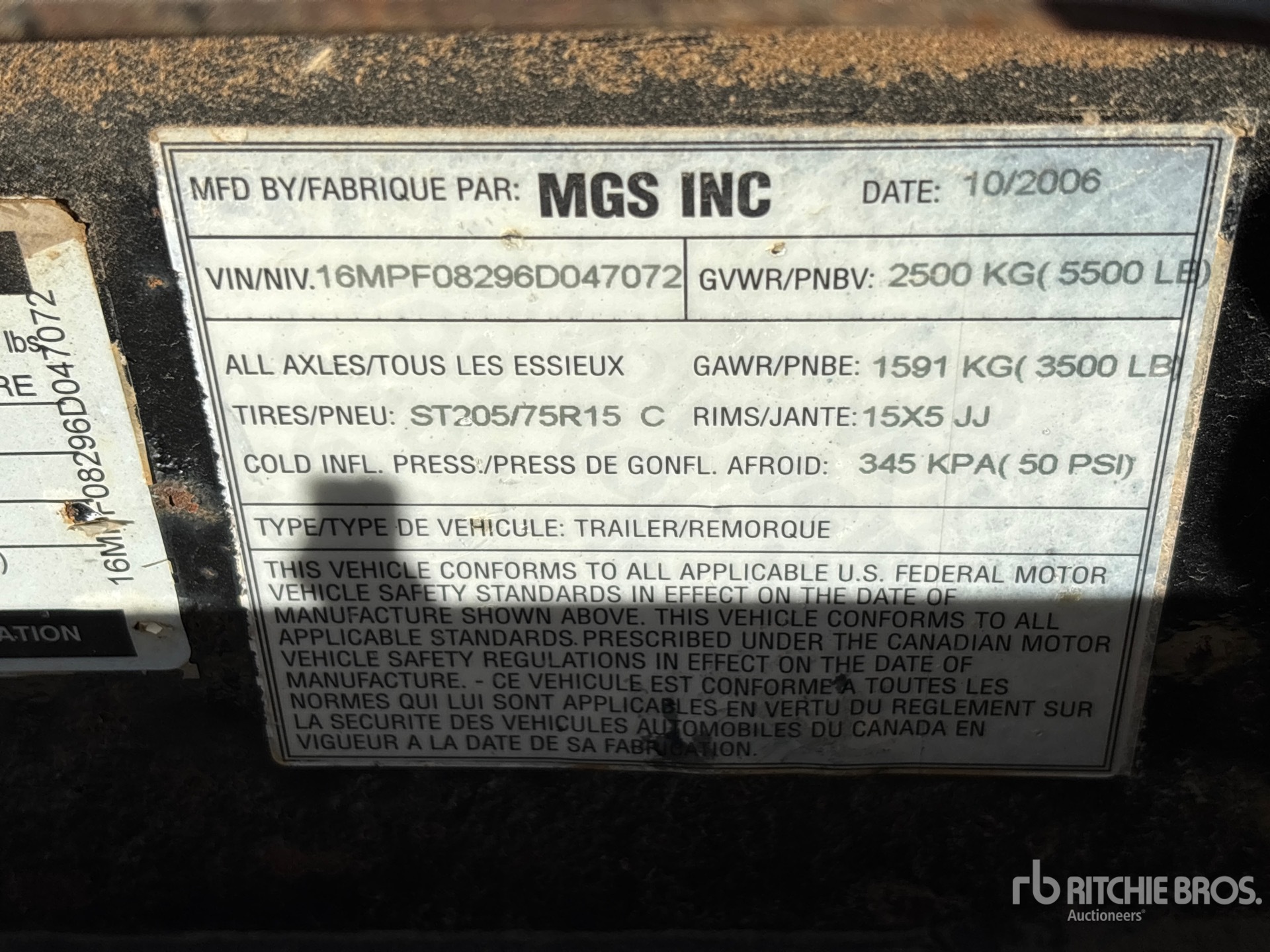 General Appearance with Serial Number / VIN