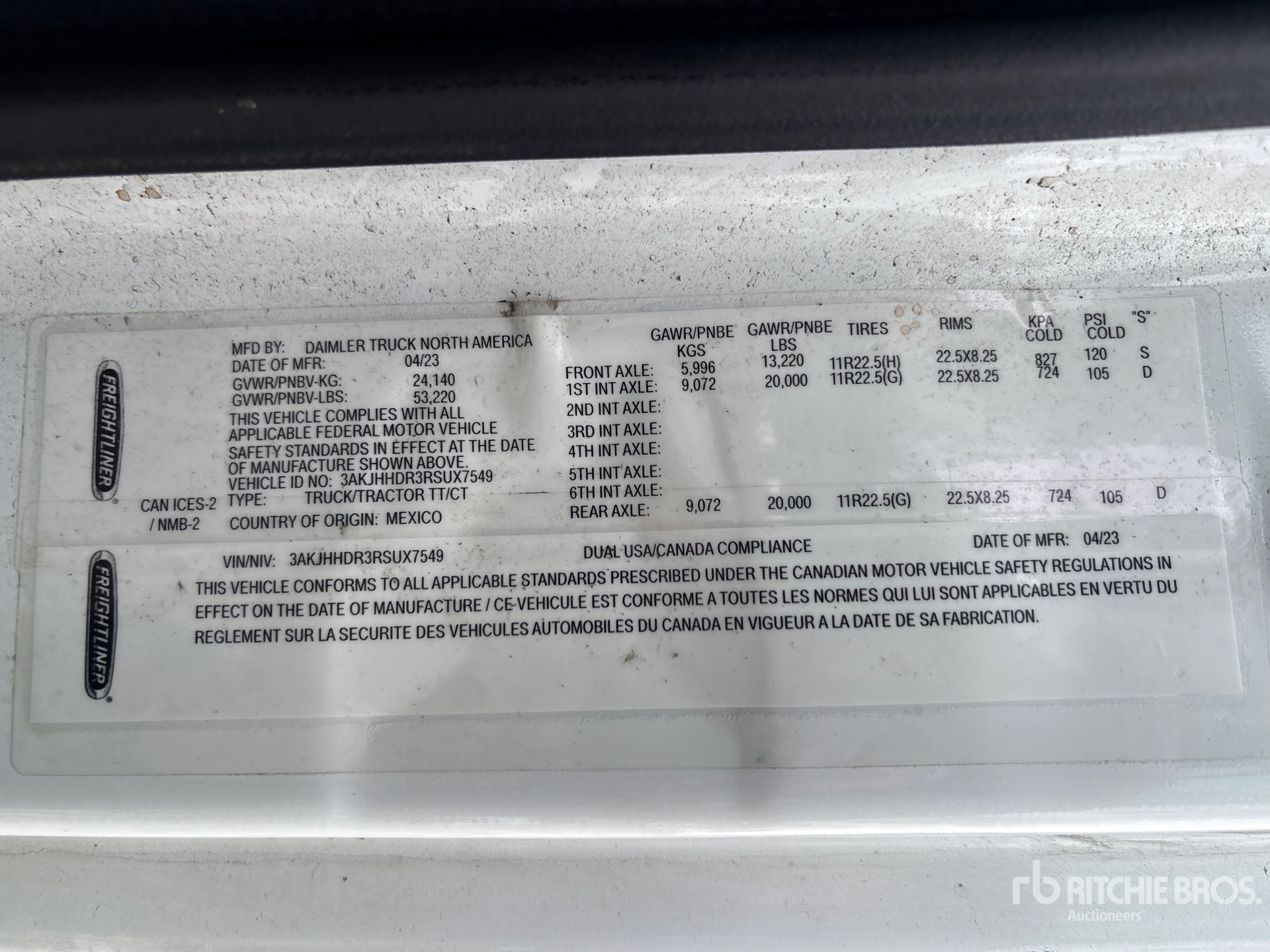 General Appearance with N.º de serie/VIN