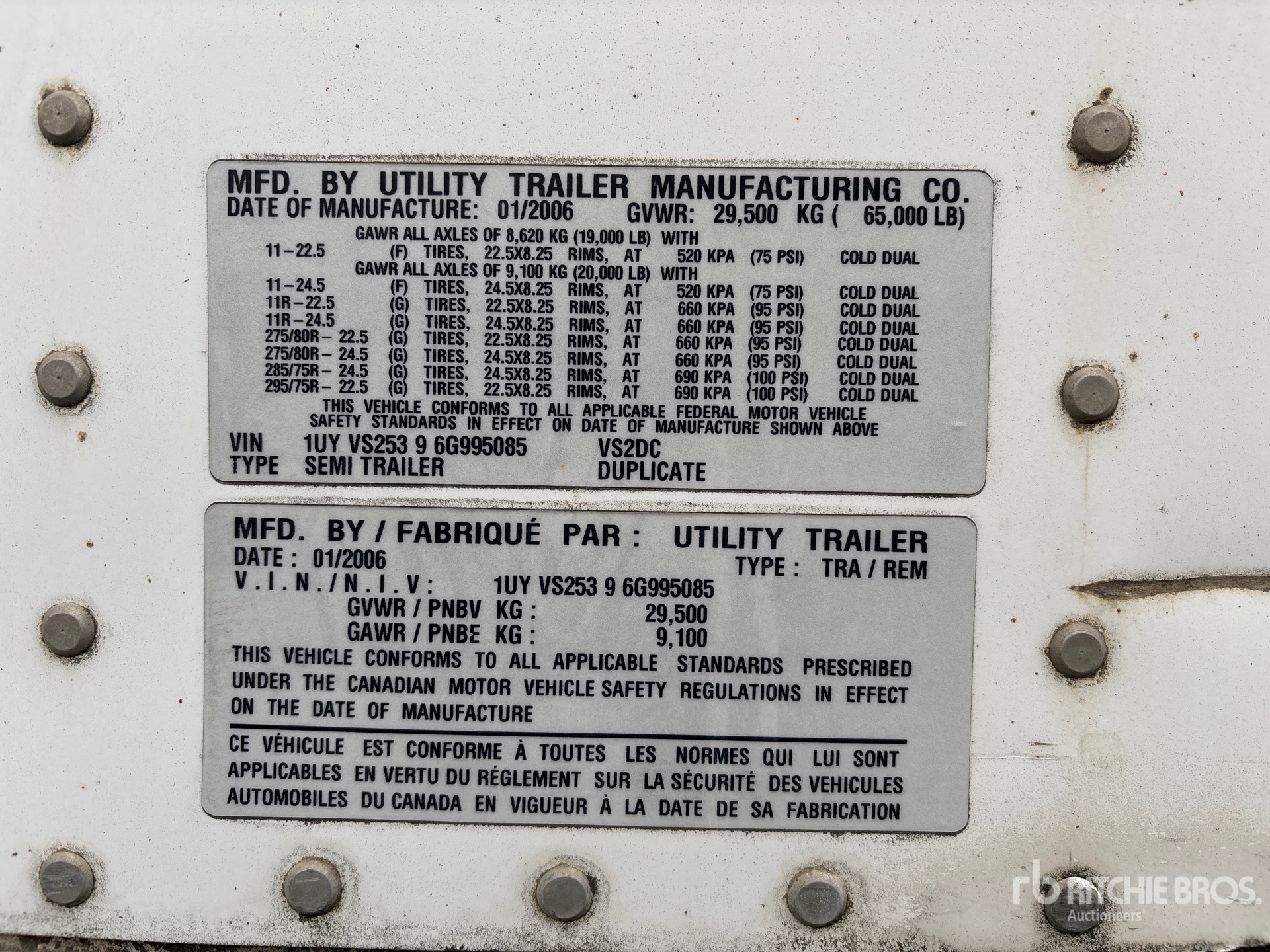 General Appearance with Serial Number / VIN