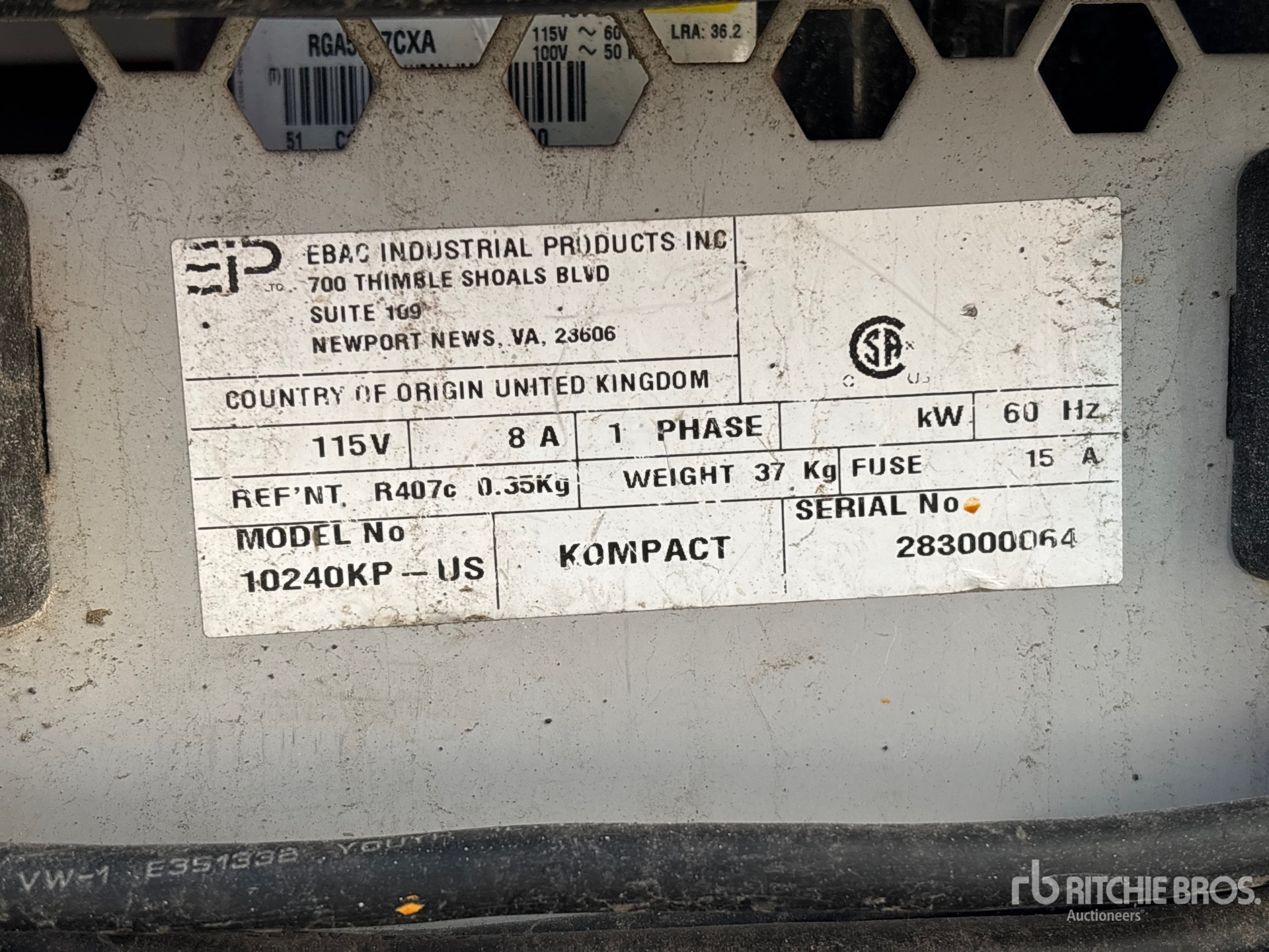 General Appearance with Serial Number / VIN