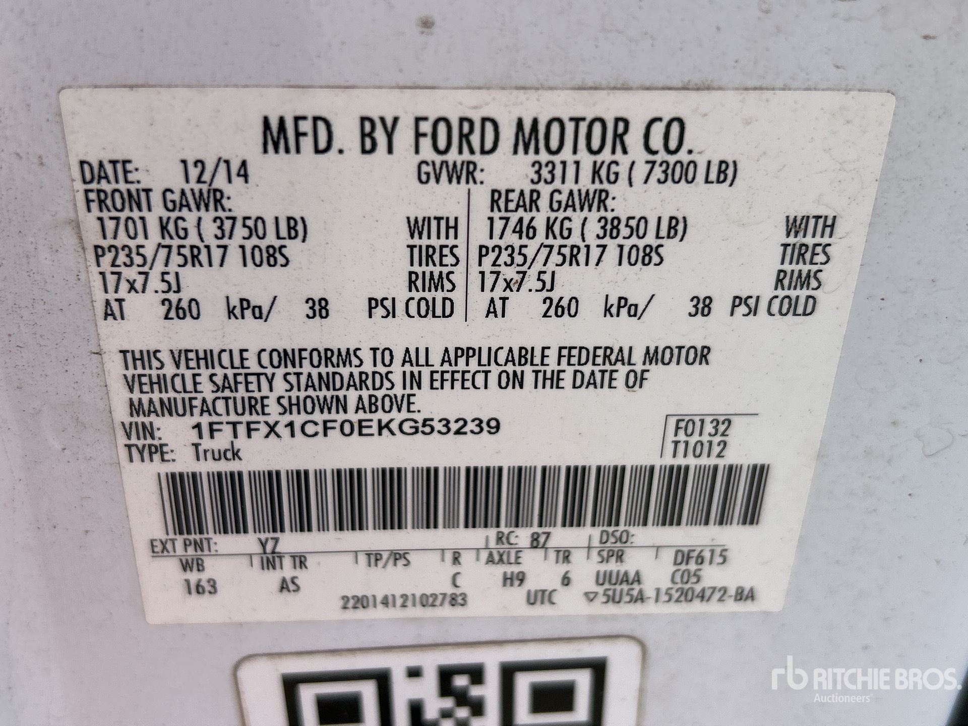 General Appearance with Serial Number / VIN