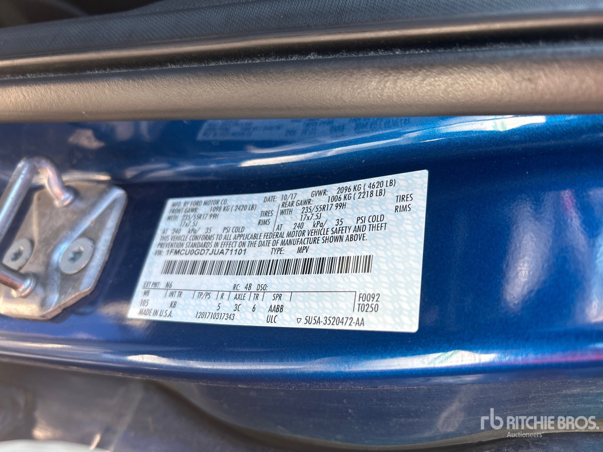 General Appearance with Serial Number / VIN