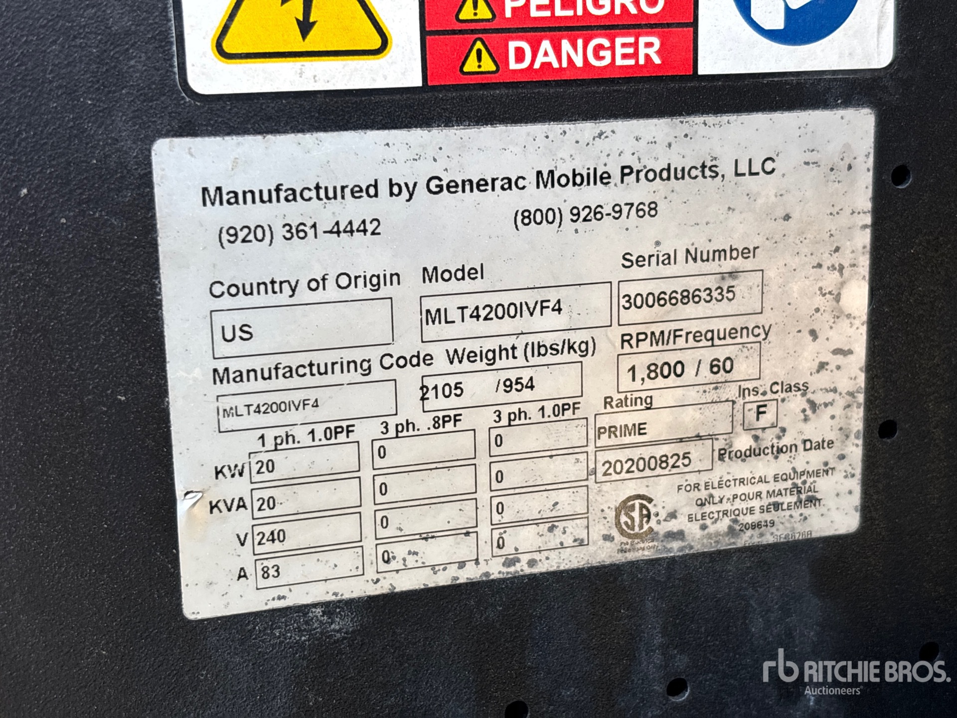 General Appearance with Unit Serial Number