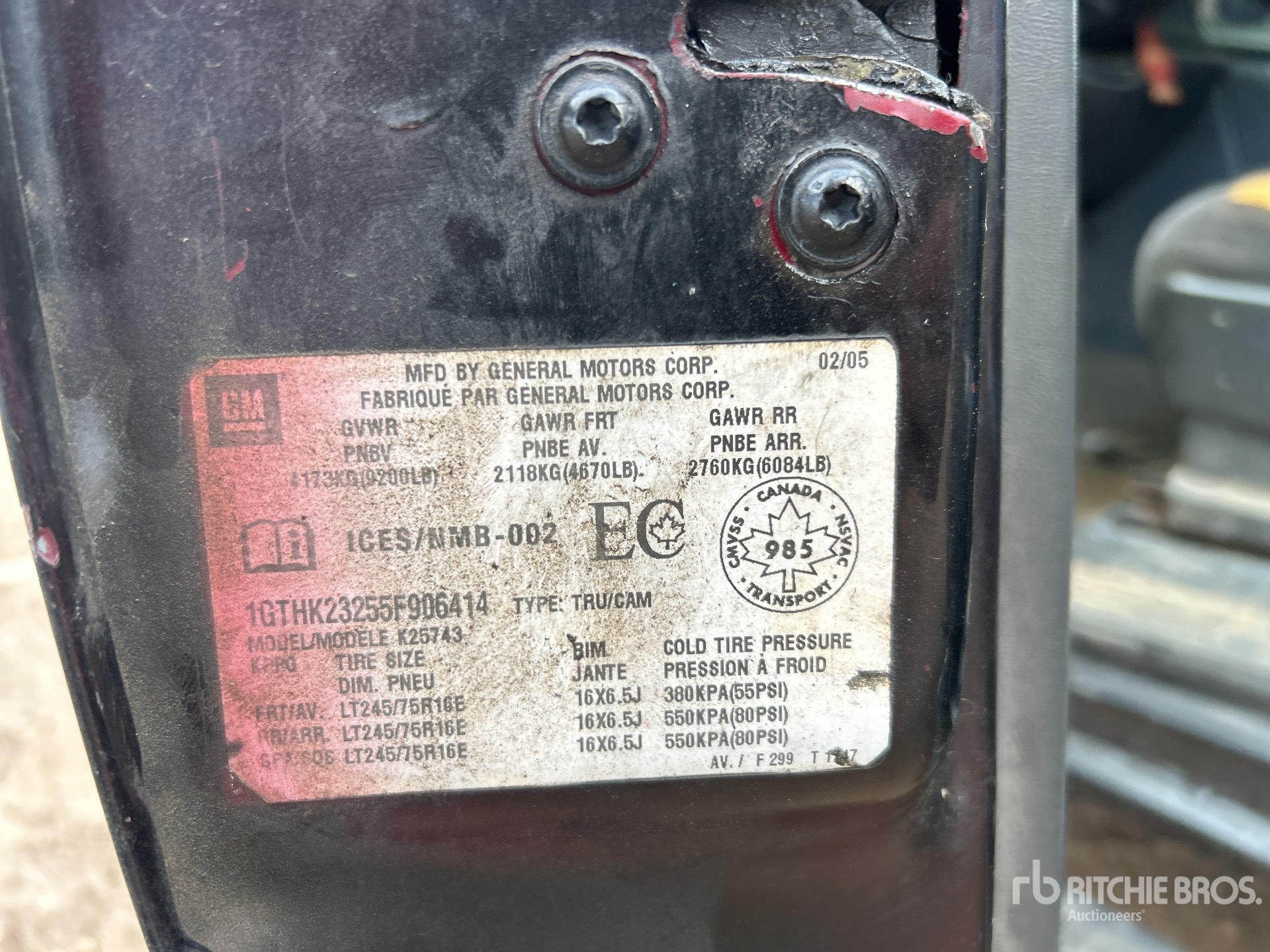General Appearance with Serial Number / VIN