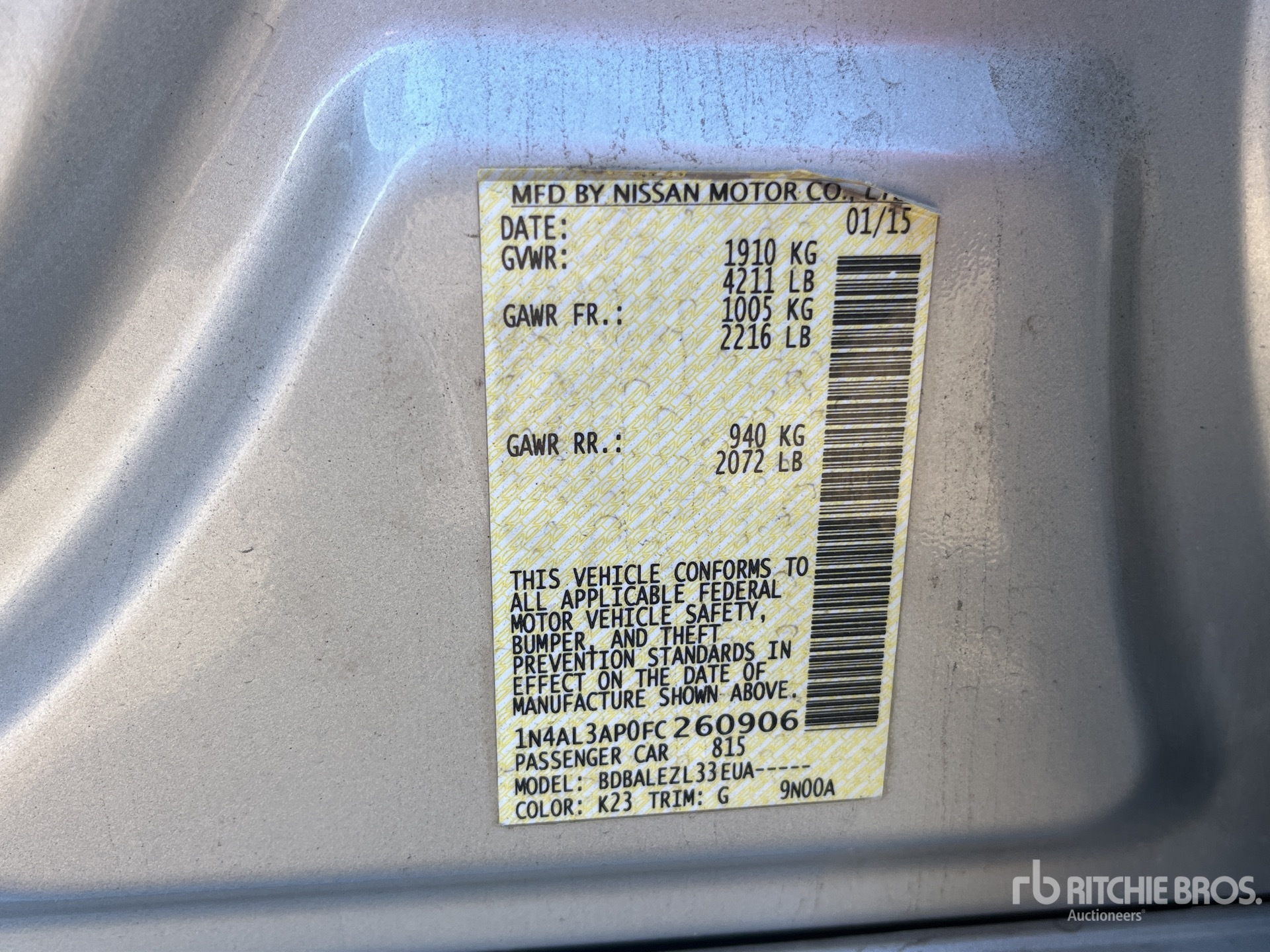 General Appearance with Serial Number / VIN