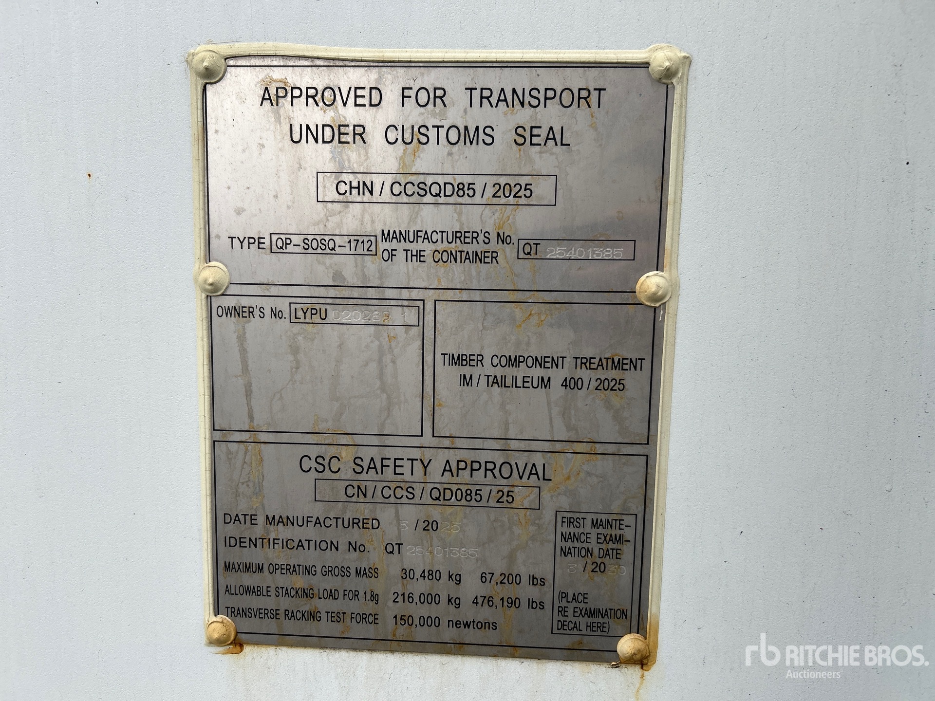 General Appearance with Serial Number / VIN