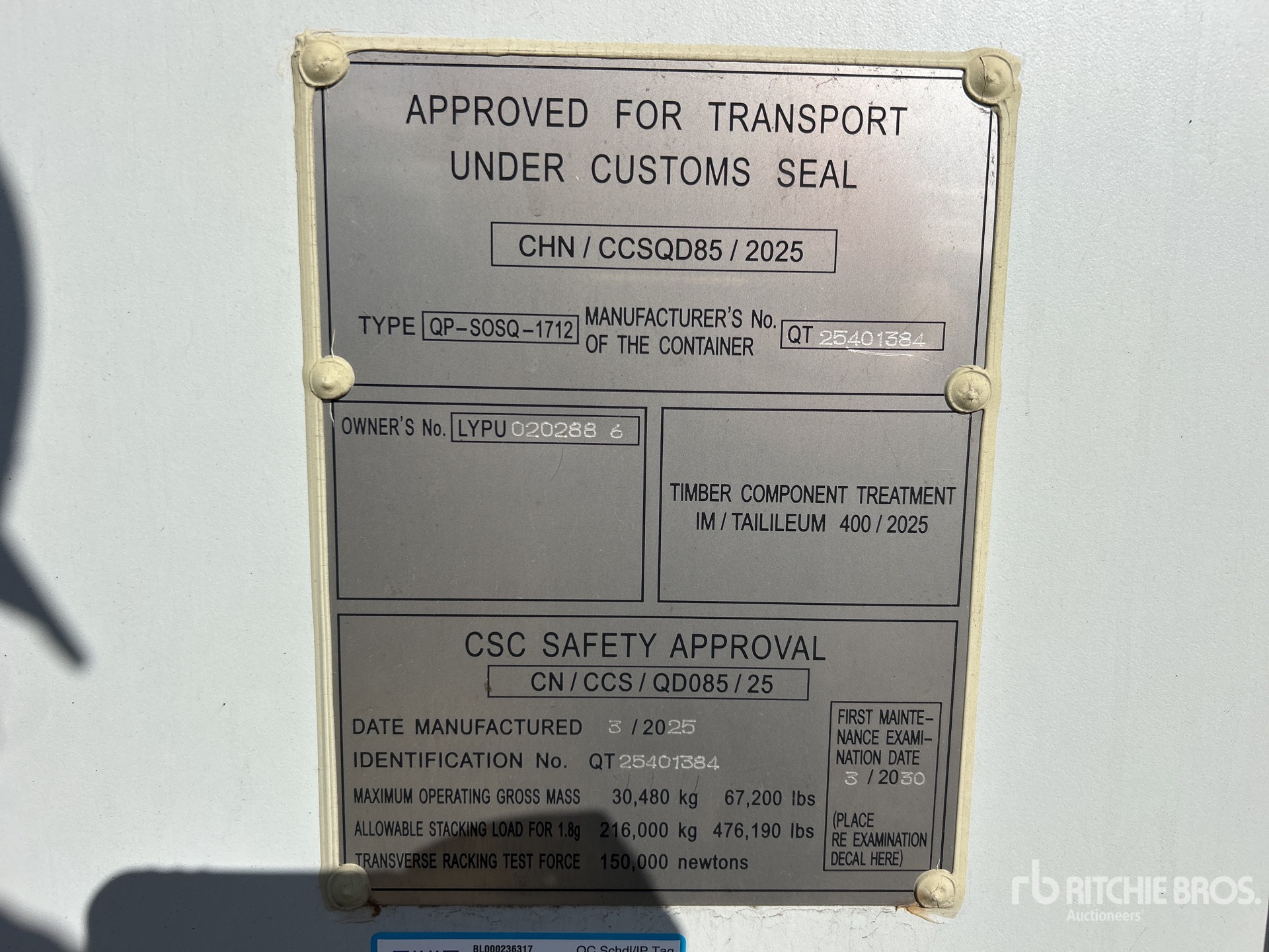 General Appearance with Serial Number / VIN