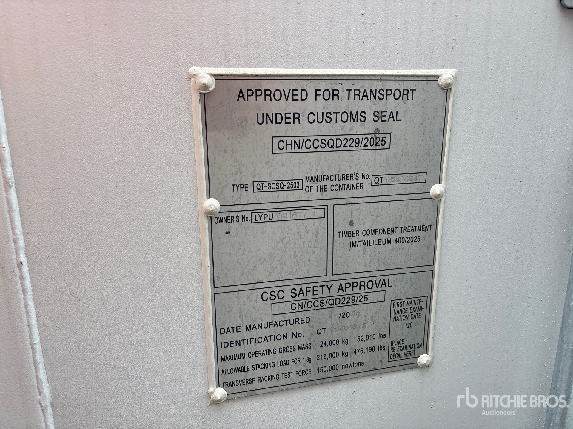 General Appearance with Serial Number / VIN