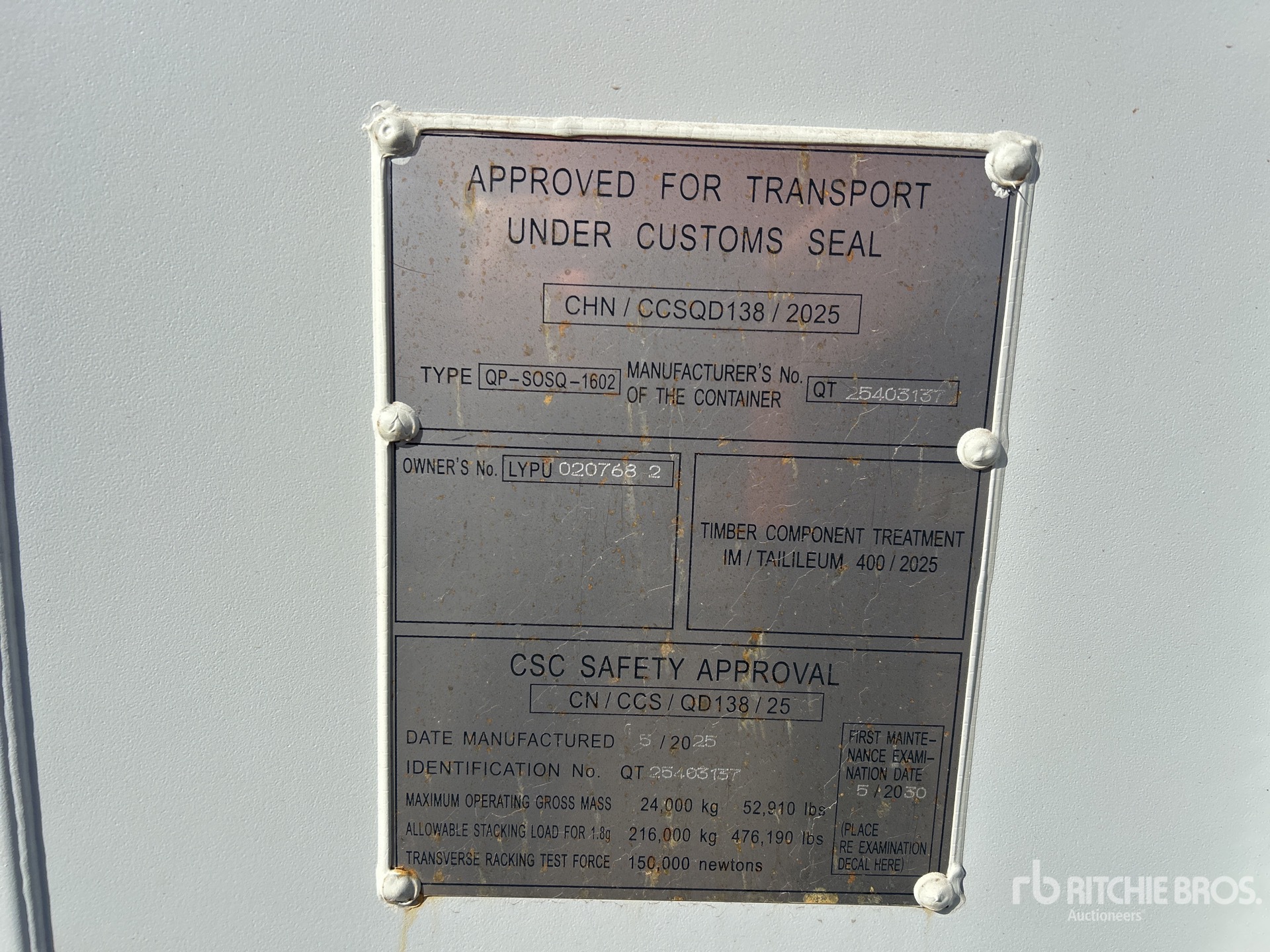 General Appearance with Serial Number / VIN