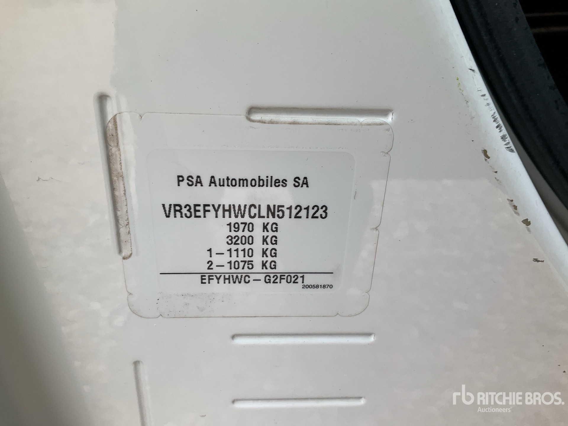 General Appearance with Serial Number / VIN