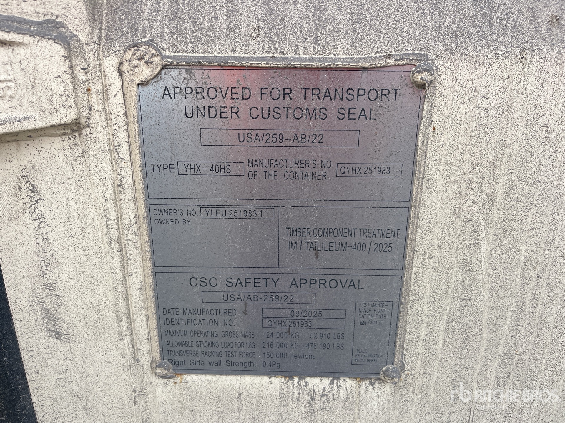 General Appearance with Serial Number / VIN