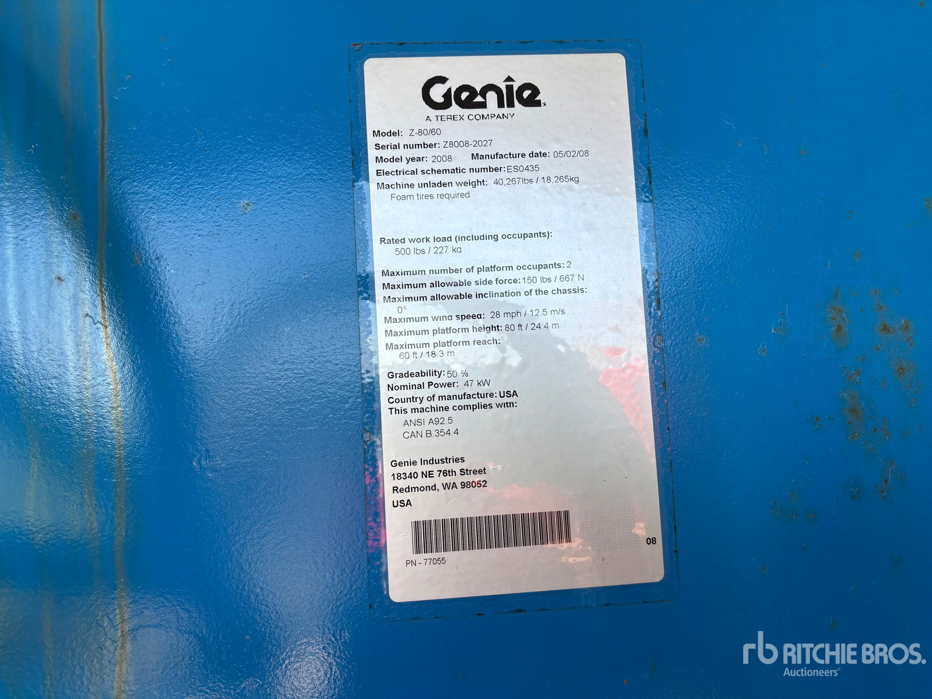 General Appearance with Serial Number / VIN