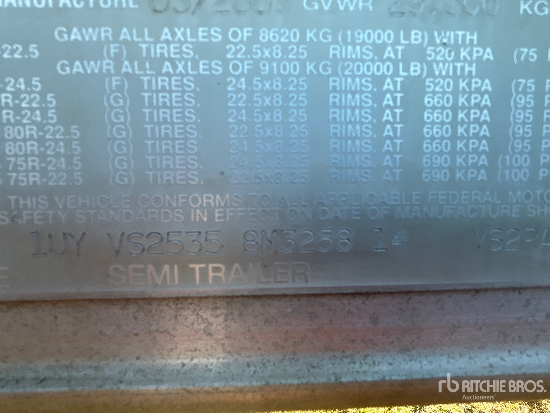 General Appearance with Serial Number / VIN