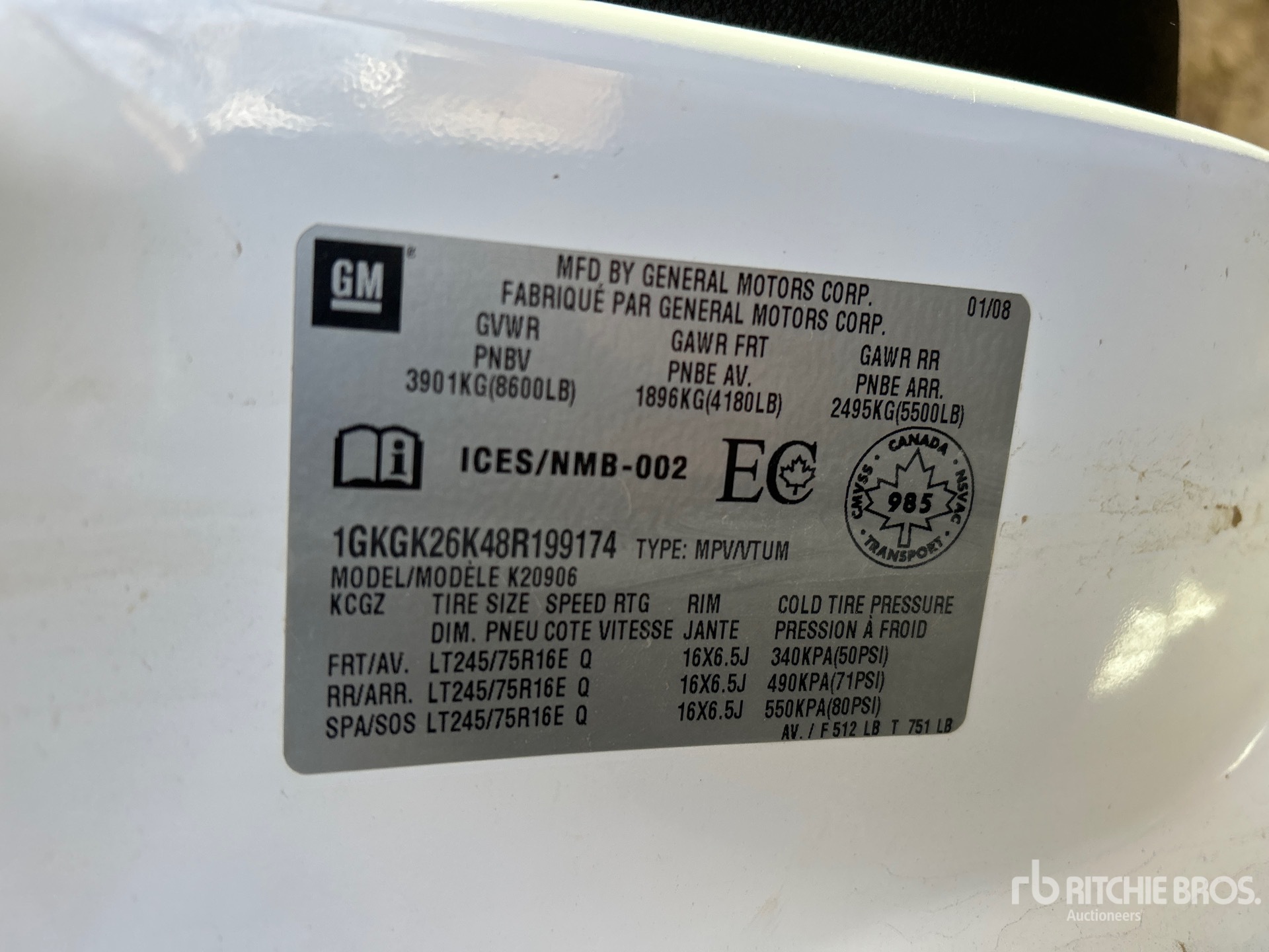 General Appearance with Serial Number / VIN