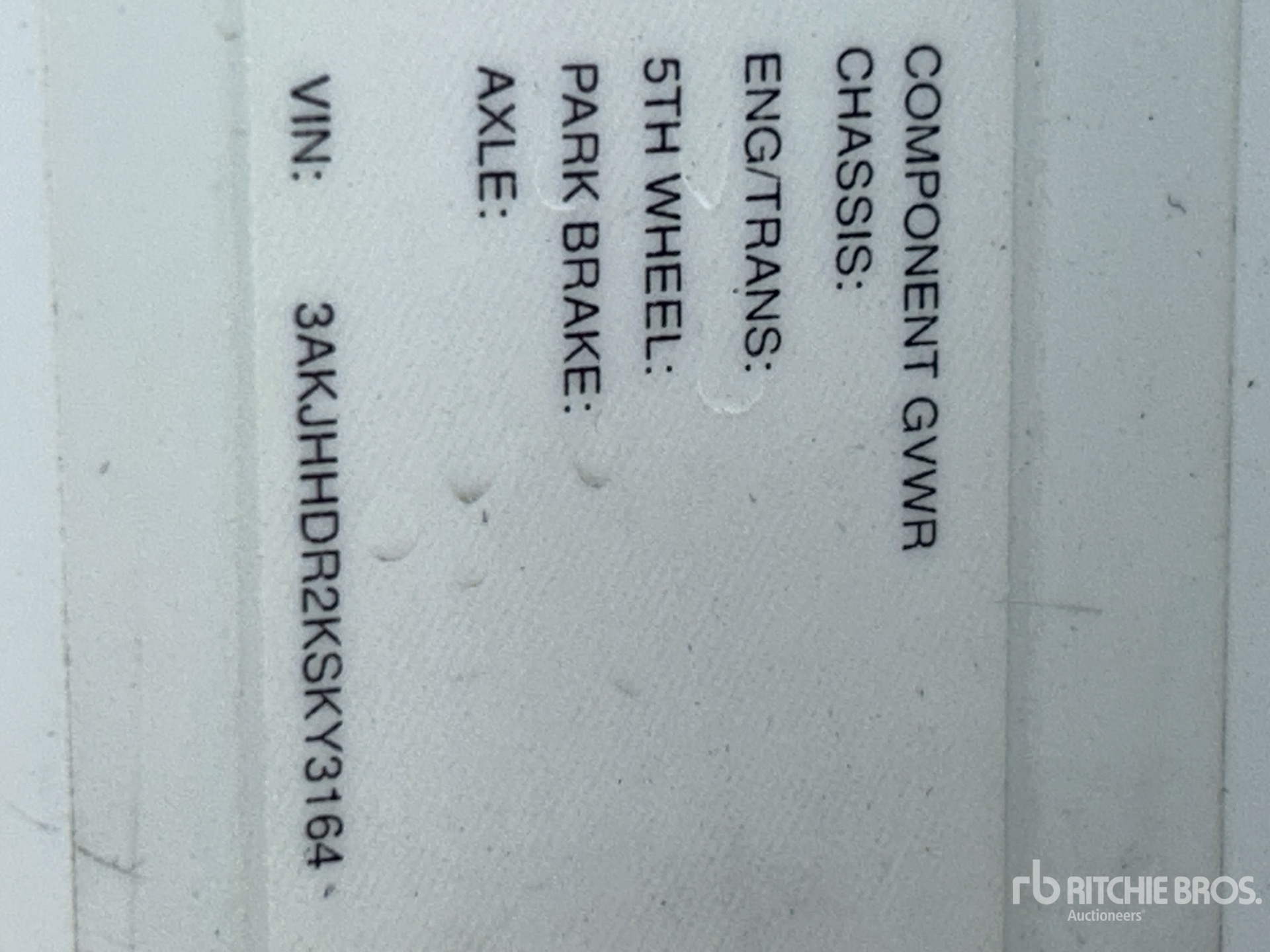 General Appearance with Serial Number / VIN