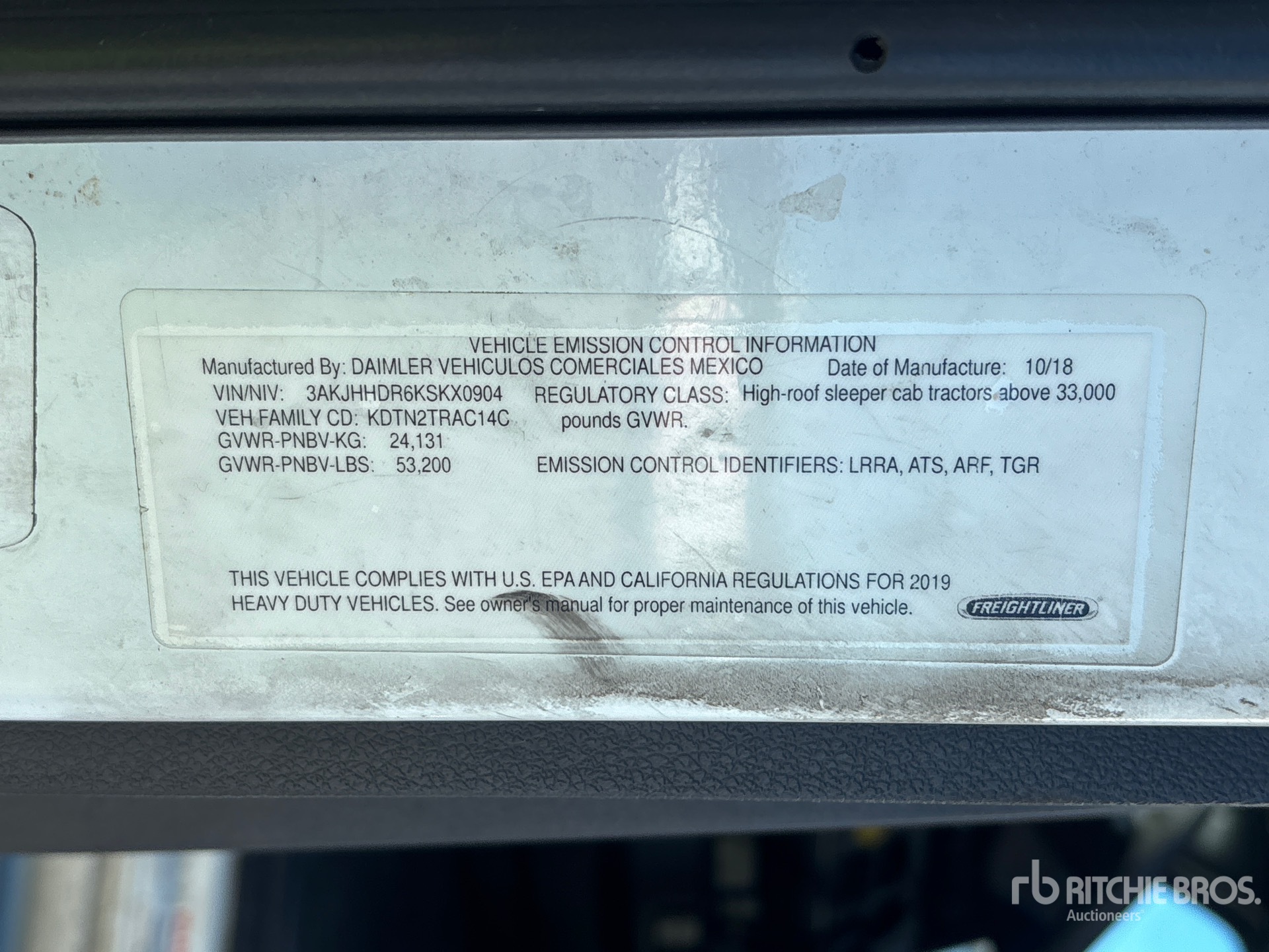 General Appearance with Serial Number / VIN