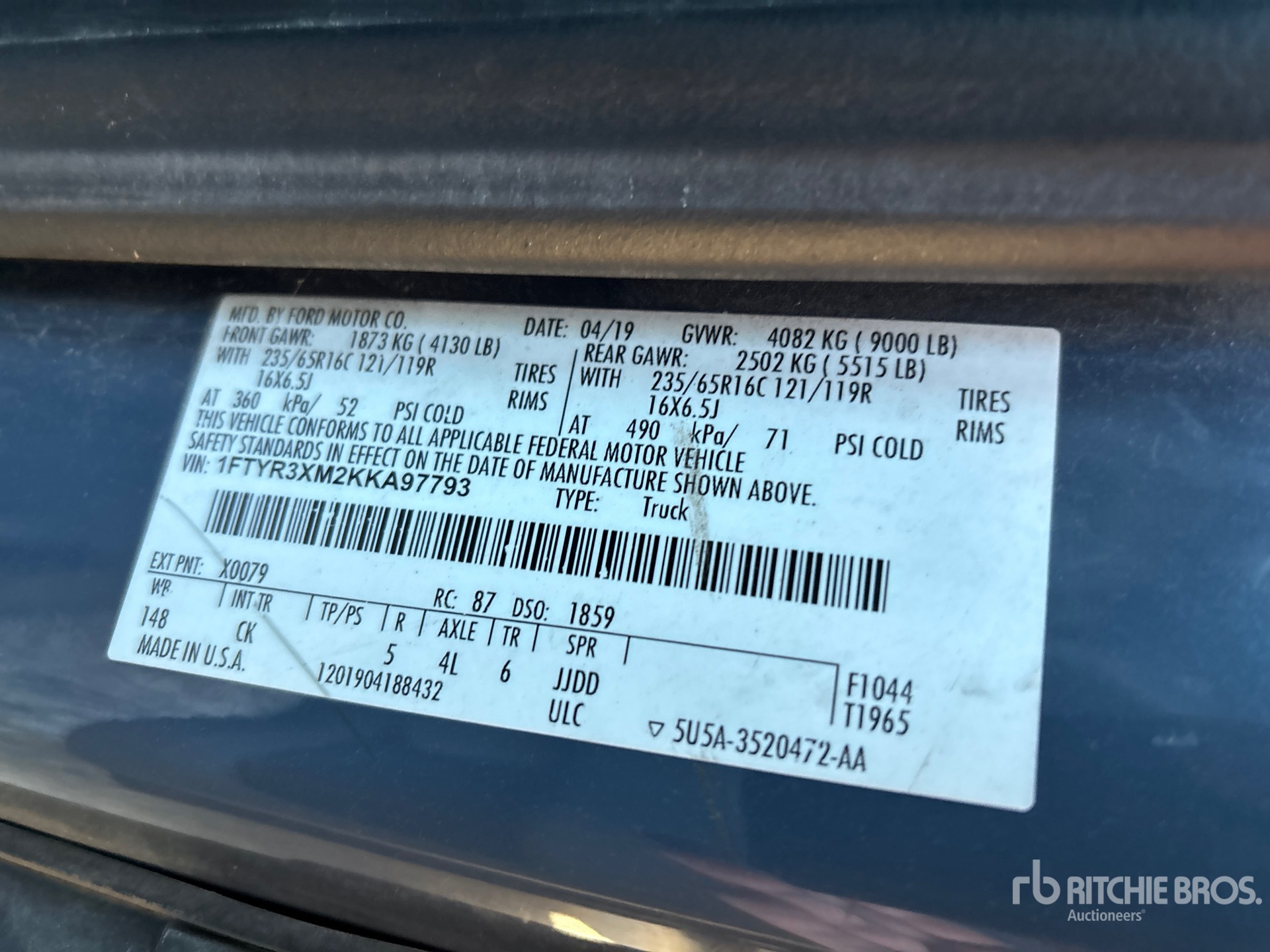 General Appearance with Serial Number / VIN