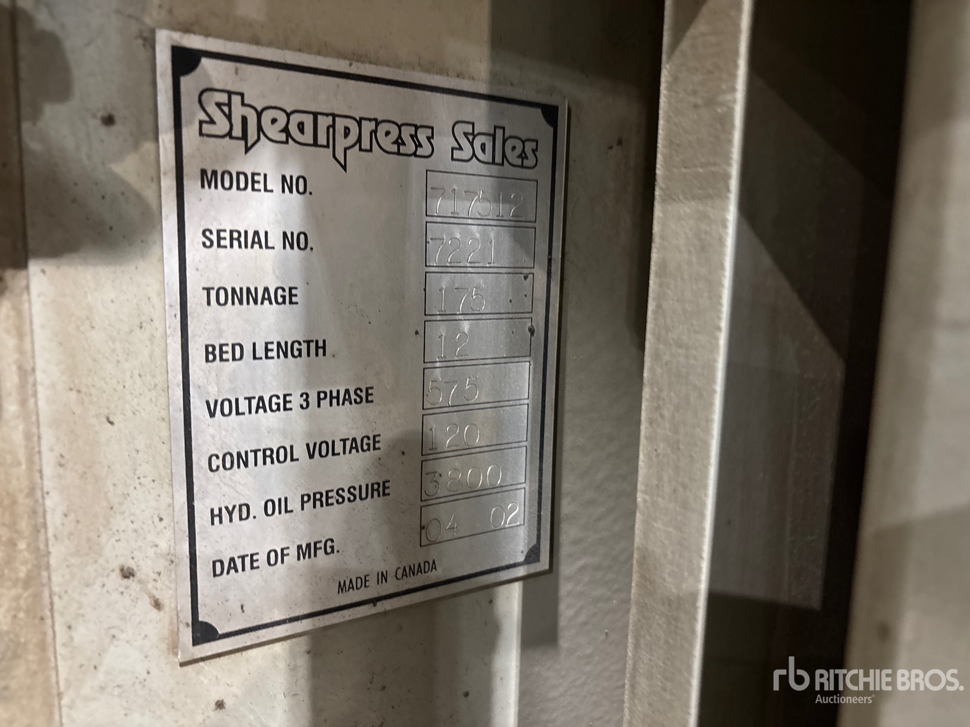 General Appearance with Serial Number / VIN