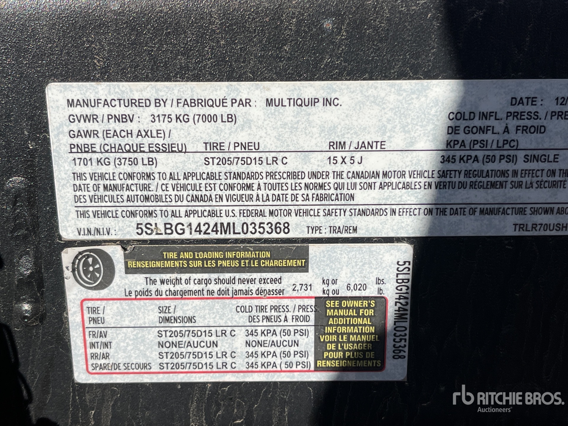 General Appearance with Serial Number / VIN