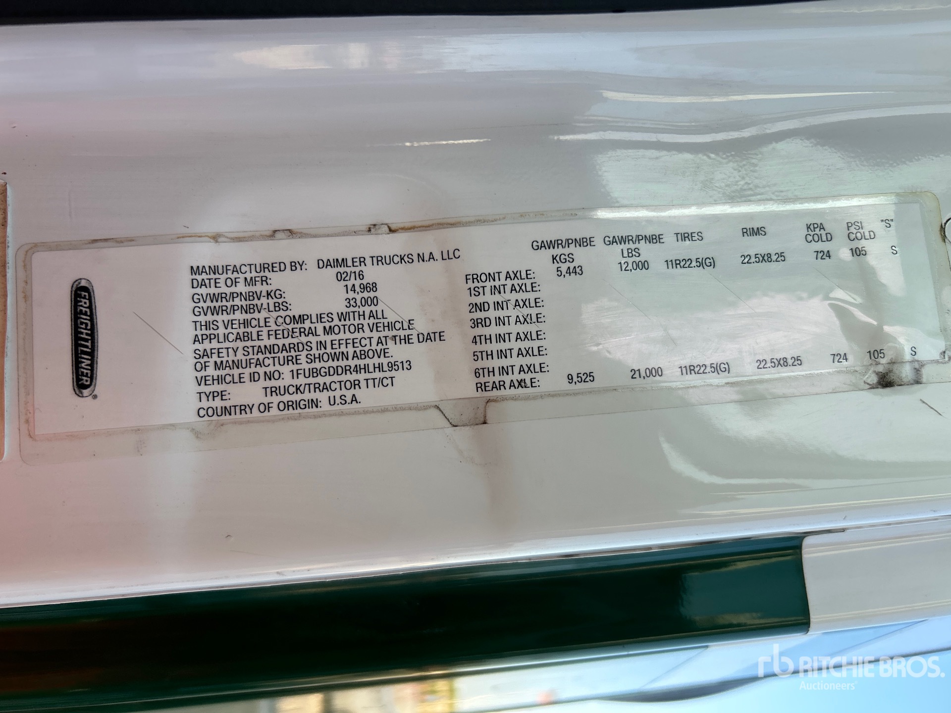 General Appearance with Serial Number / VIN