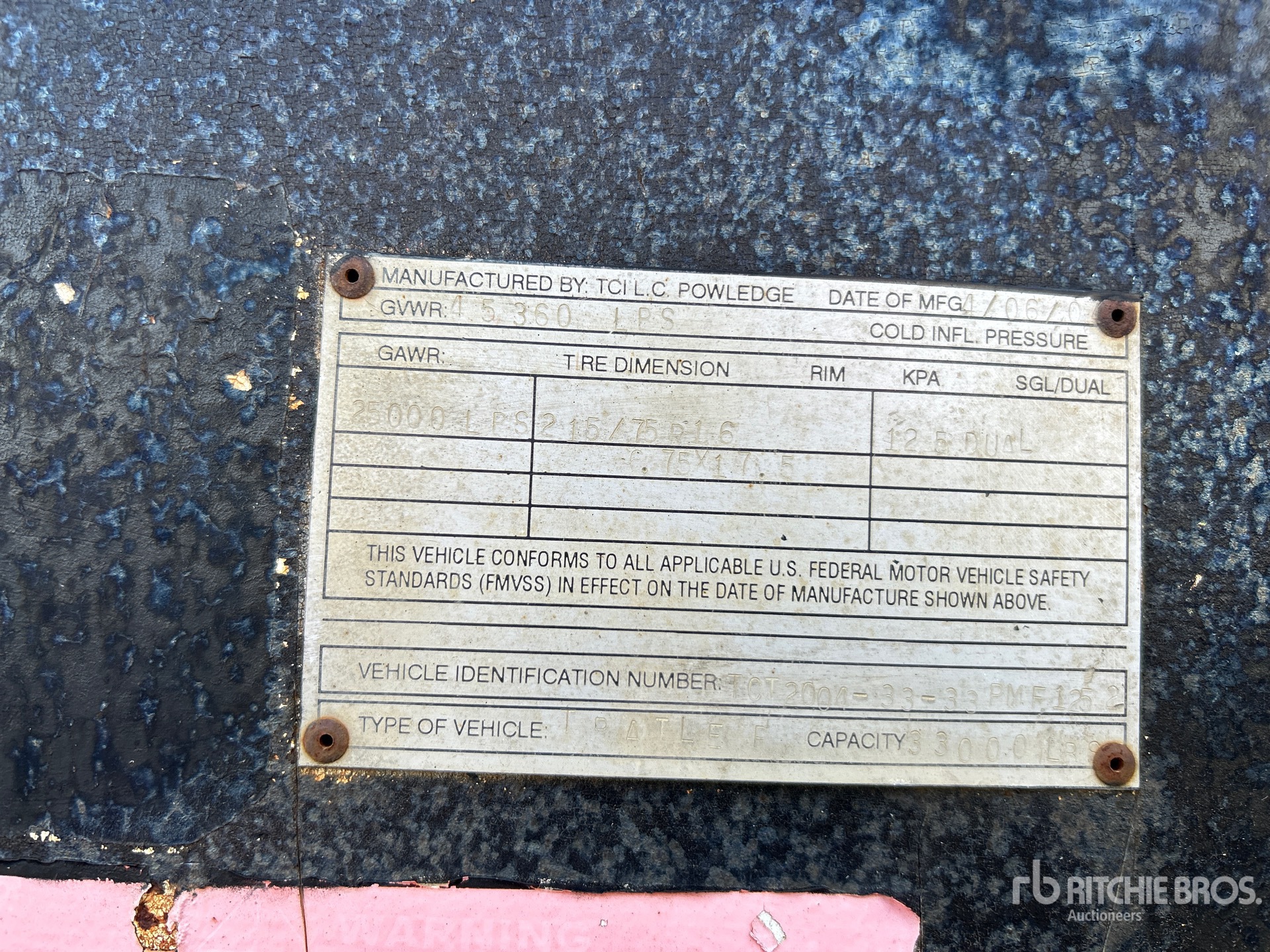 General Appearance with Serial Number / VIN