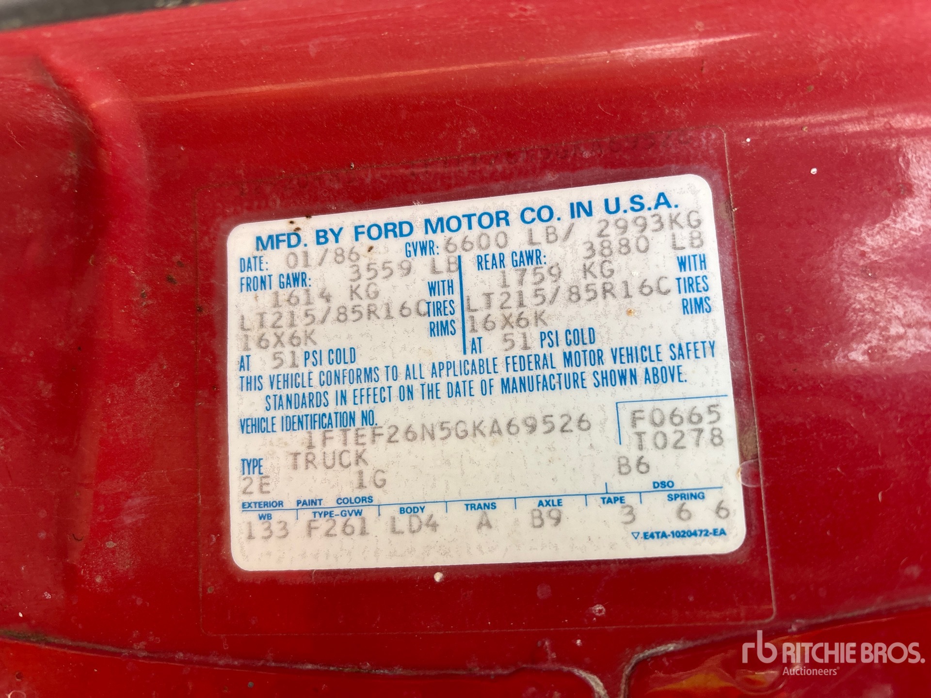 General Appearance with Serial Number / VIN