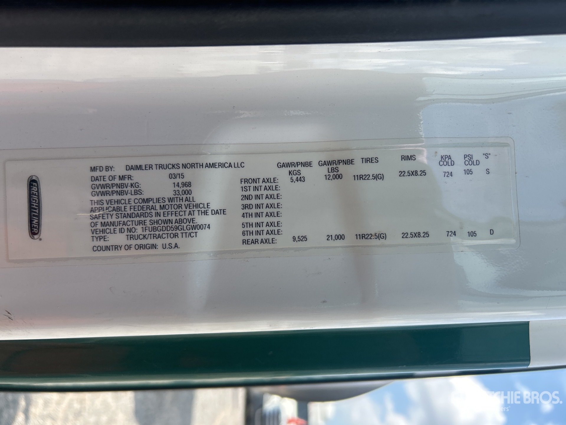 General Appearance with Serial Number / VIN
