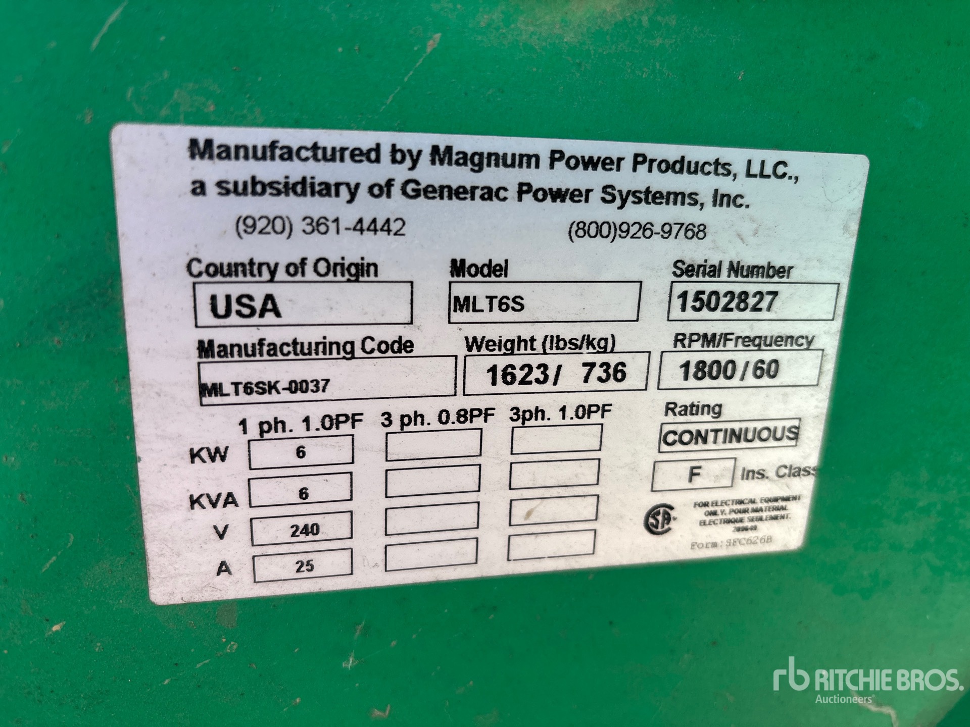 General Appearance with Serial Number / VIN