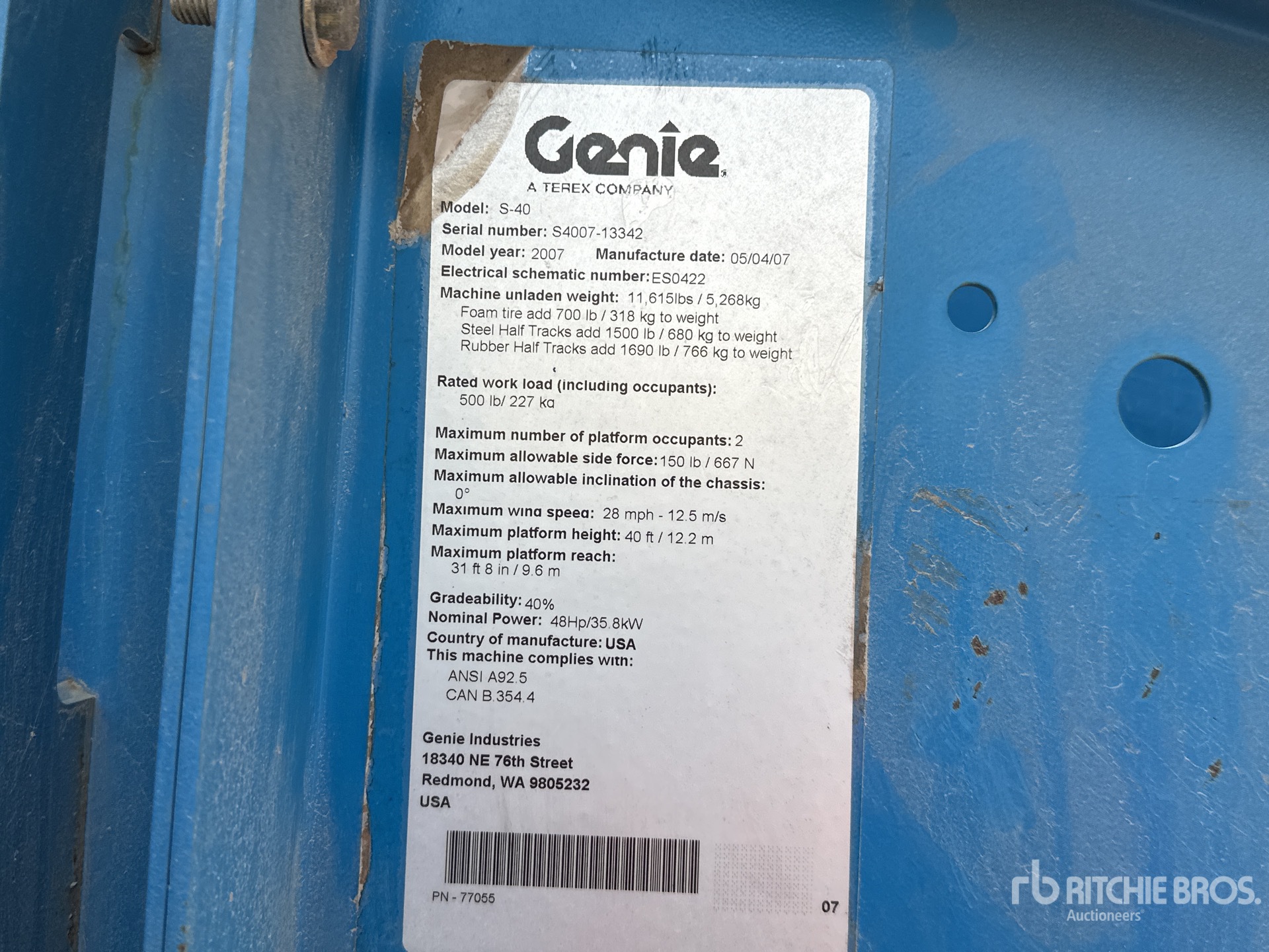 General Appearance with Serial Number / VIN