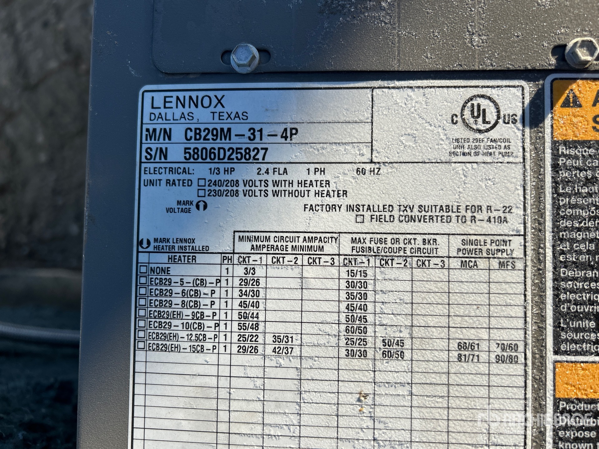 General Appearance with Serial Number / VIN