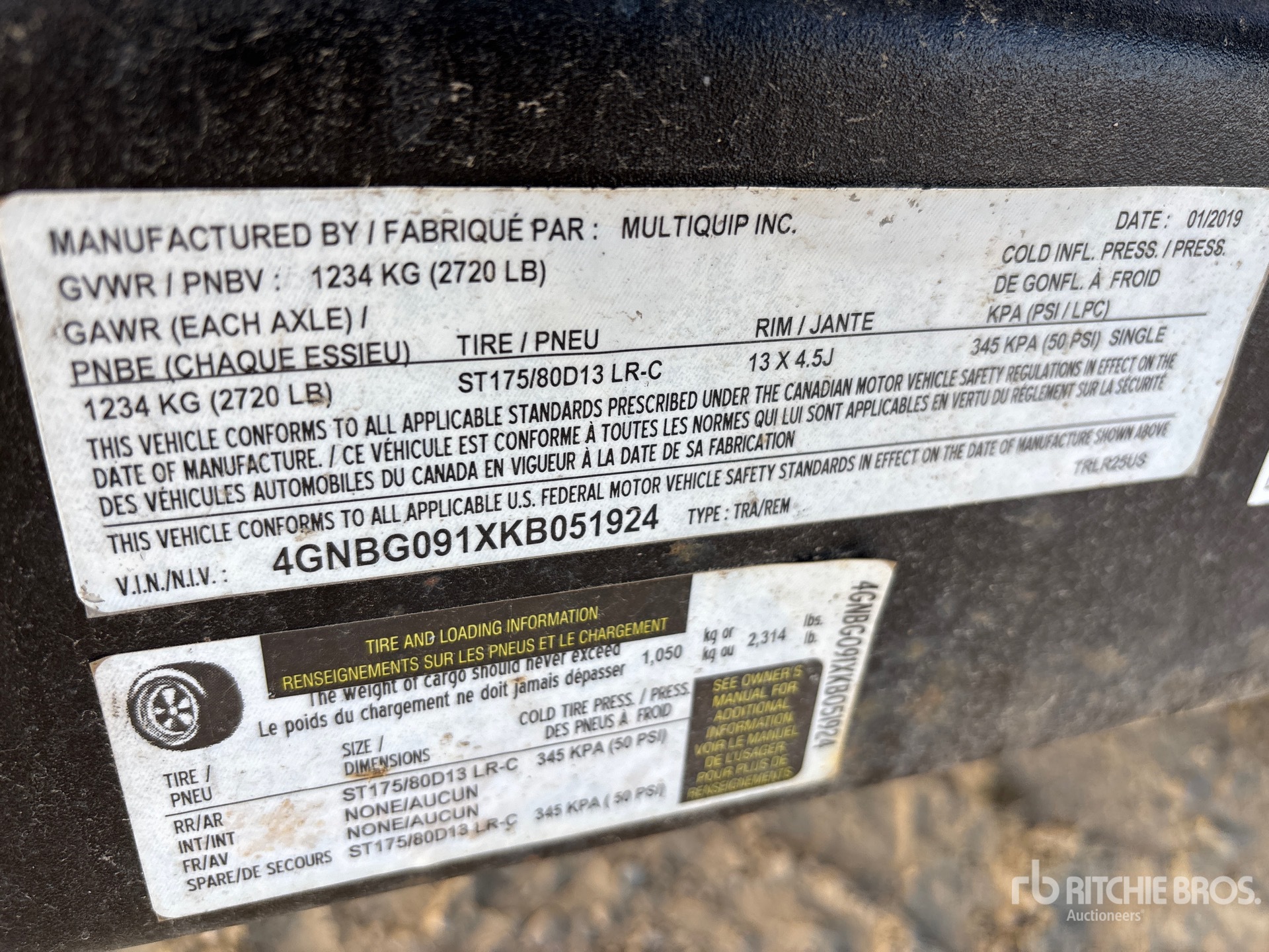 General Appearance with Serial Number / VIN
