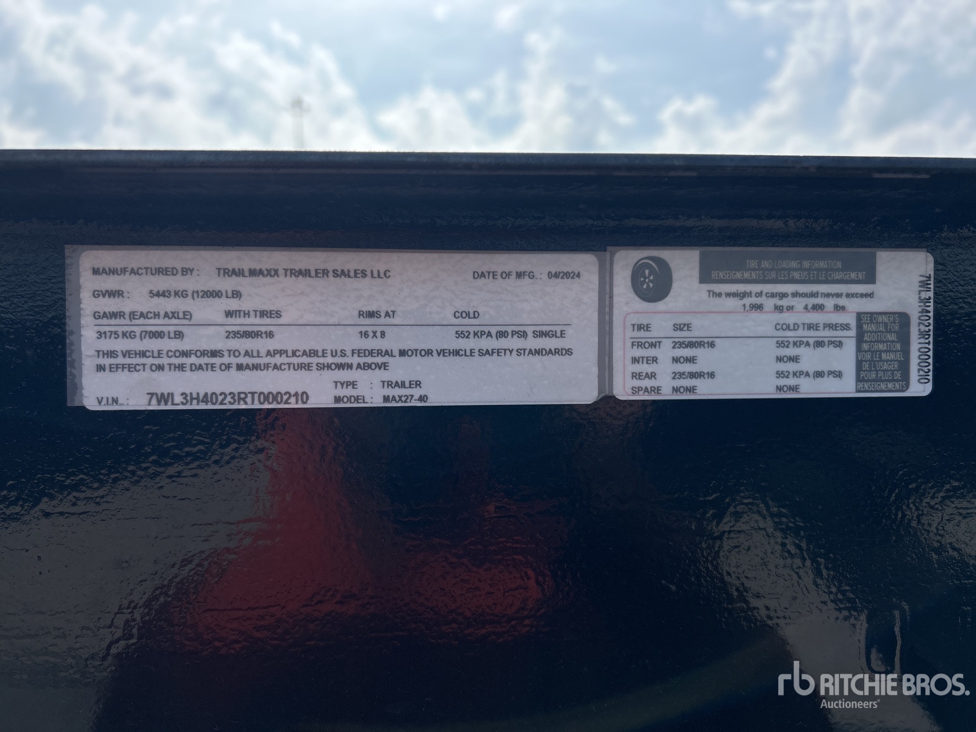 General Appearance with Serial Number / VIN