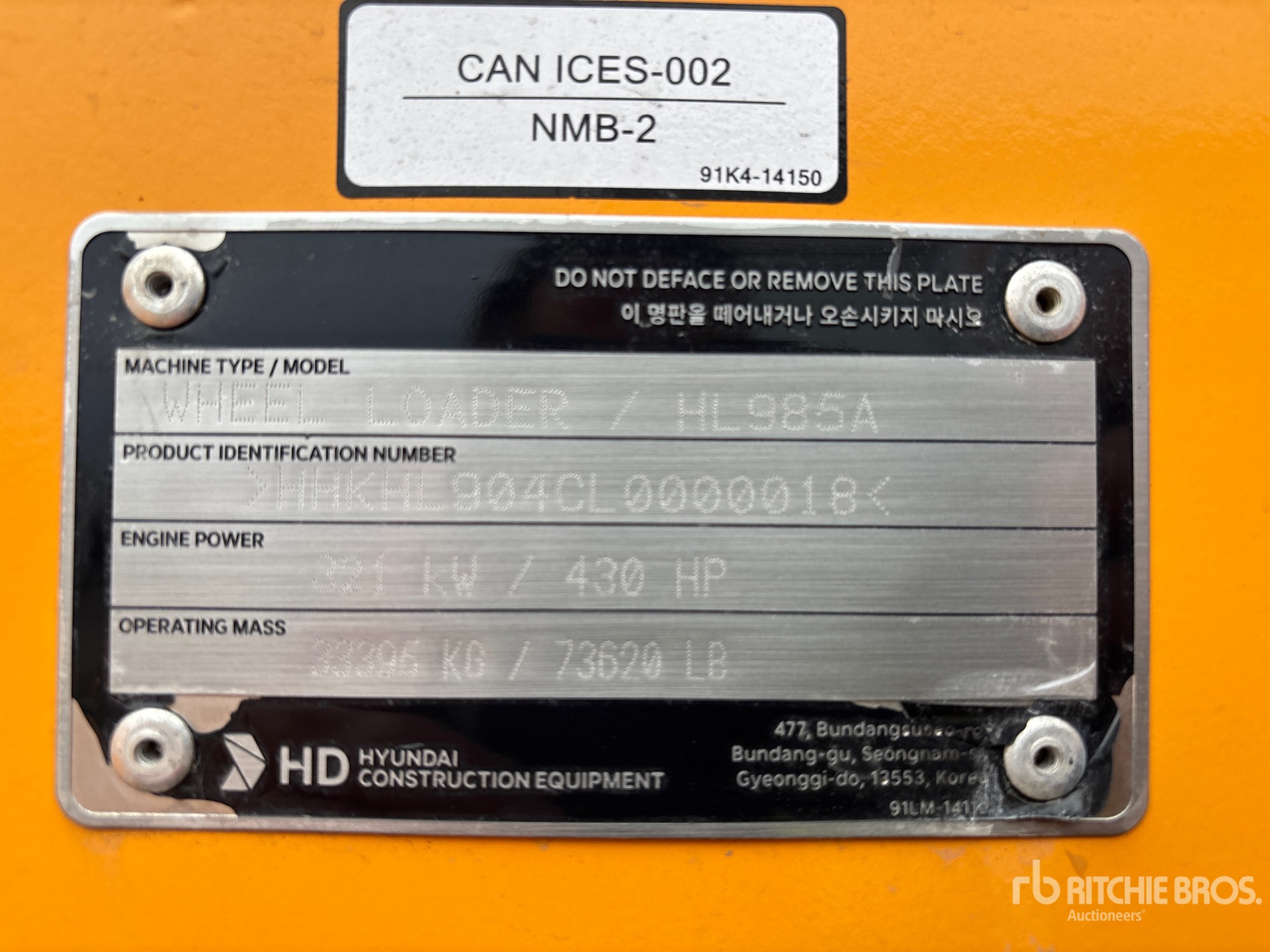 General Appearance with Serial Number / VIN