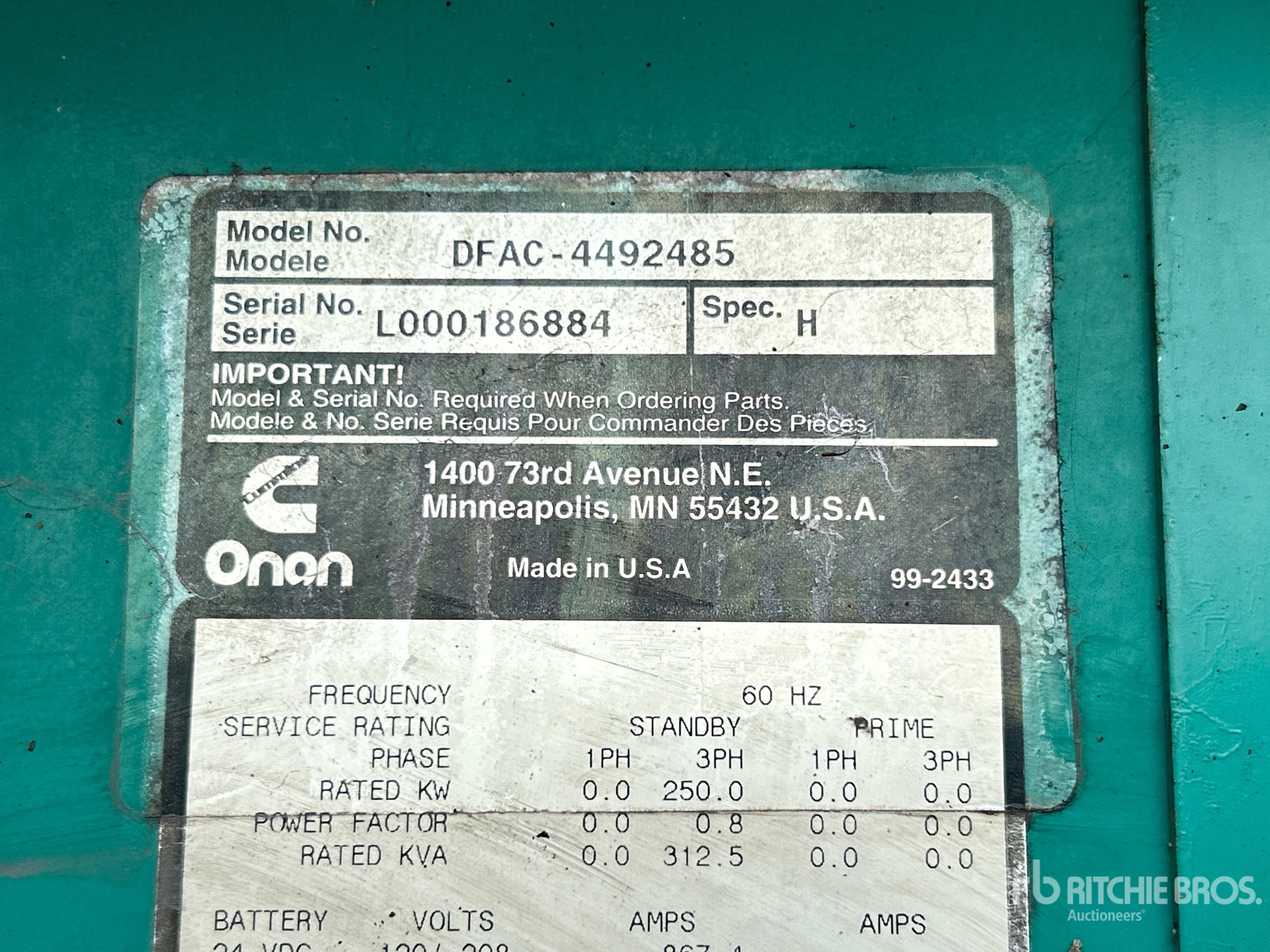 General Appearance with Serial Number / VIN