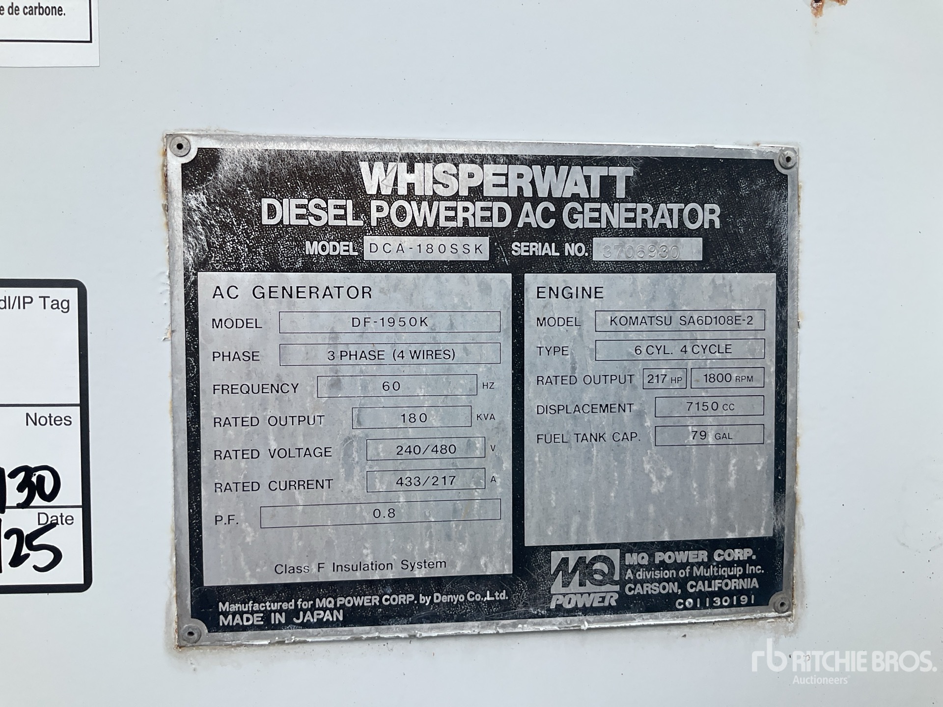 General Appearance with Serial Number / VIN