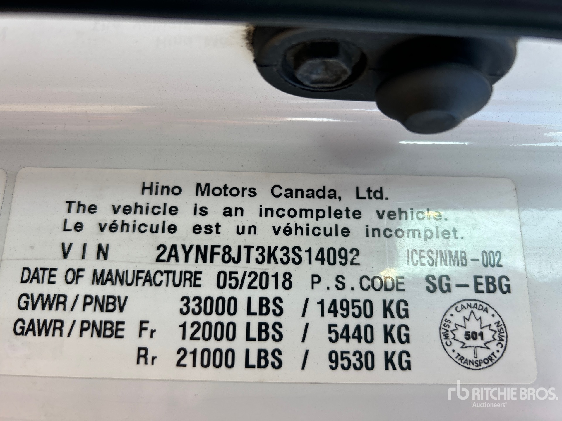 General Appearance with Serial Number / VIN