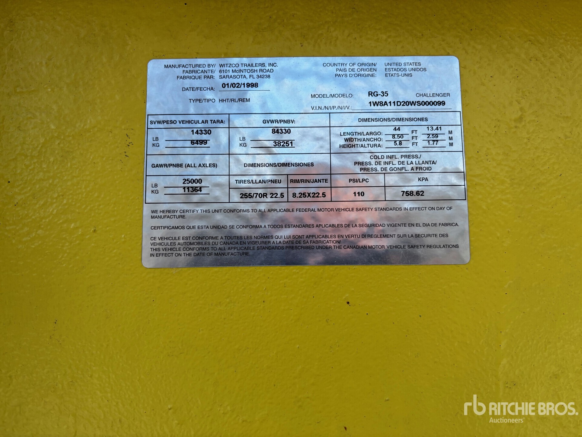 General Appearance with Serial Number / VIN