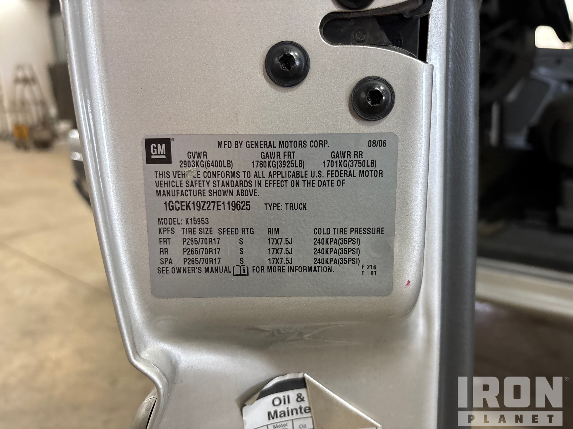 General Appearance with Serial Number / VIN